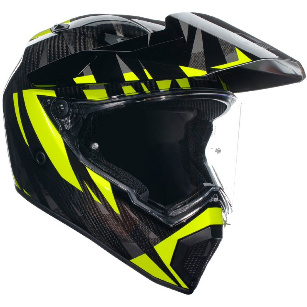CASQUE AGV AX9 MPLK STEPPA CARBONE GRIS JAUNE FLUO / 2XL
