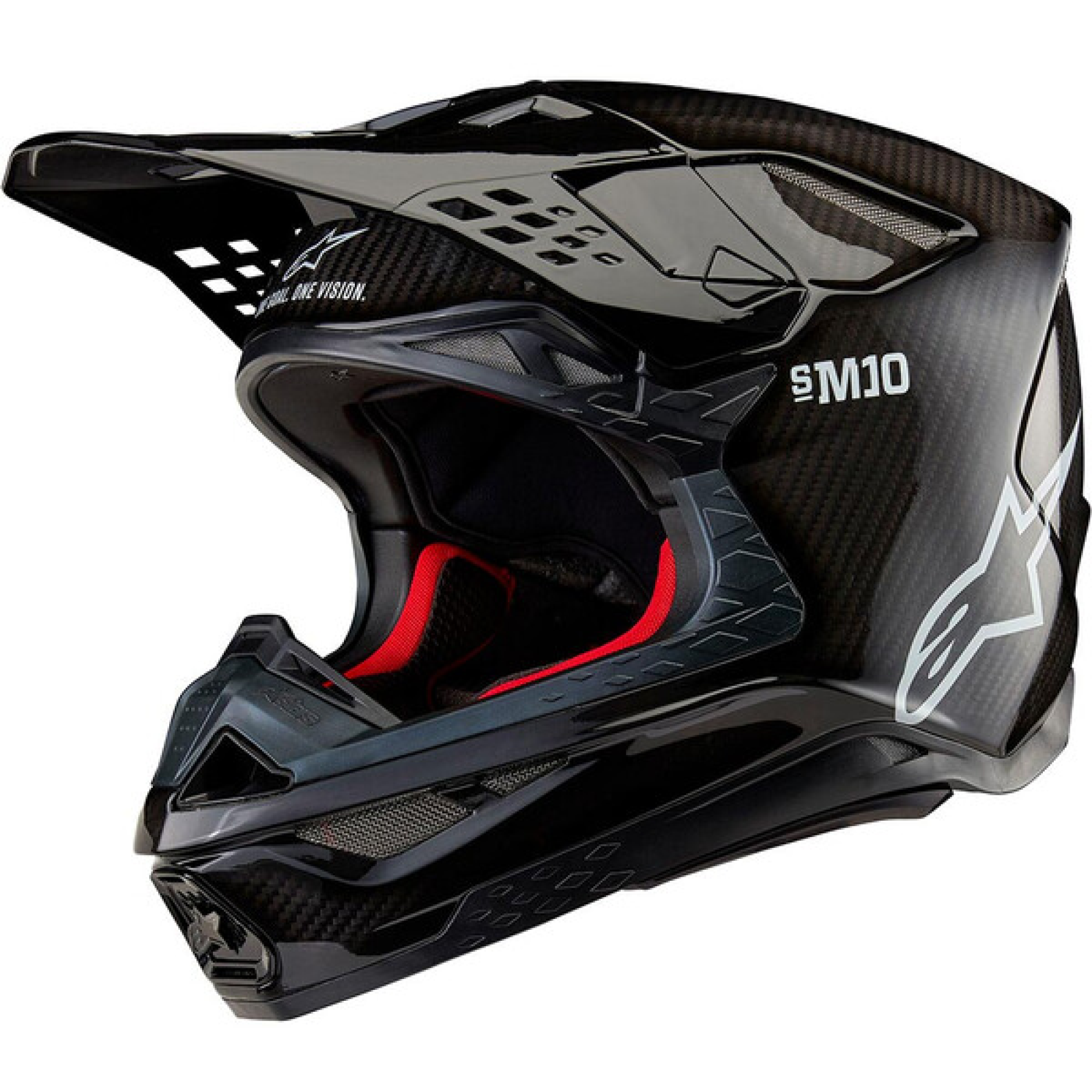 Casque Cross Alpinestars Supertech SM10 Solid Noir Brillant Carbone - 2XL