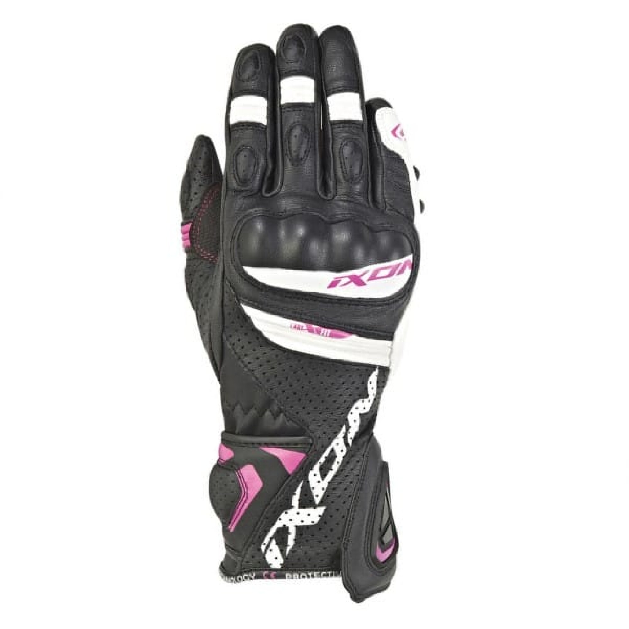 Gants Femme Ixon Lady RS Tempo Air Noir Blanc Fuchsia - 2XL