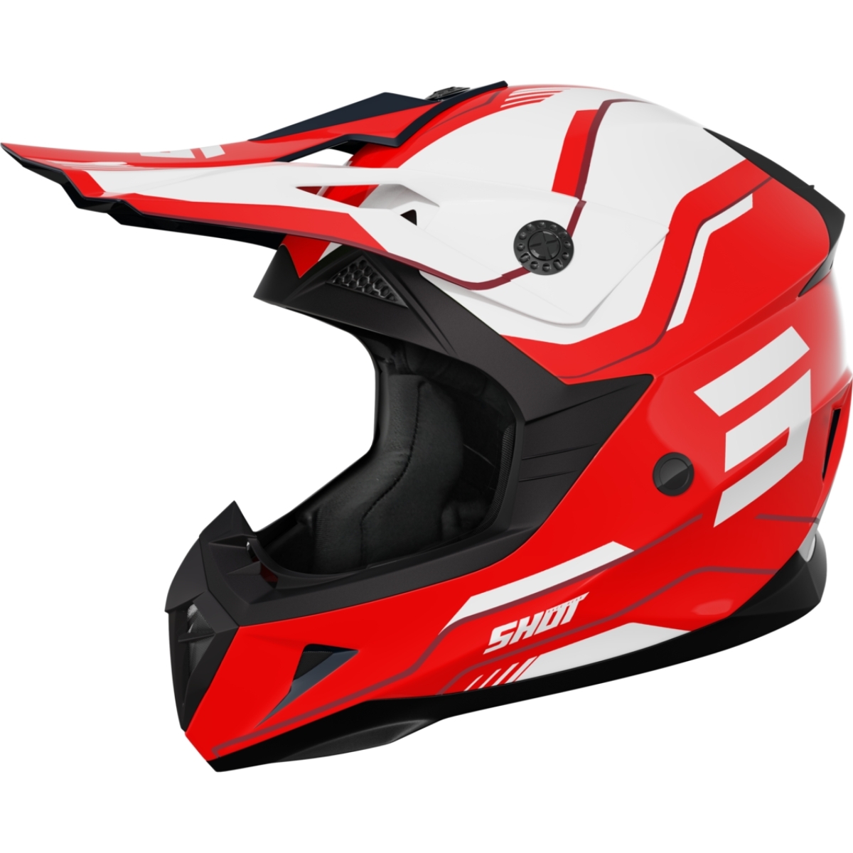 Casque Cross Enfant Shot Pulse Lines Rouge Blanc Glossy