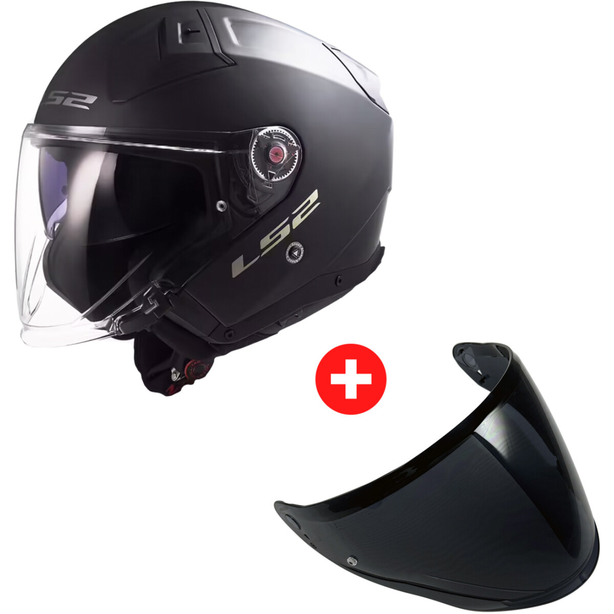 Casque LS2 OF603 Infinity II Dark Limited Visière Fumée Noir Mat - 2XL