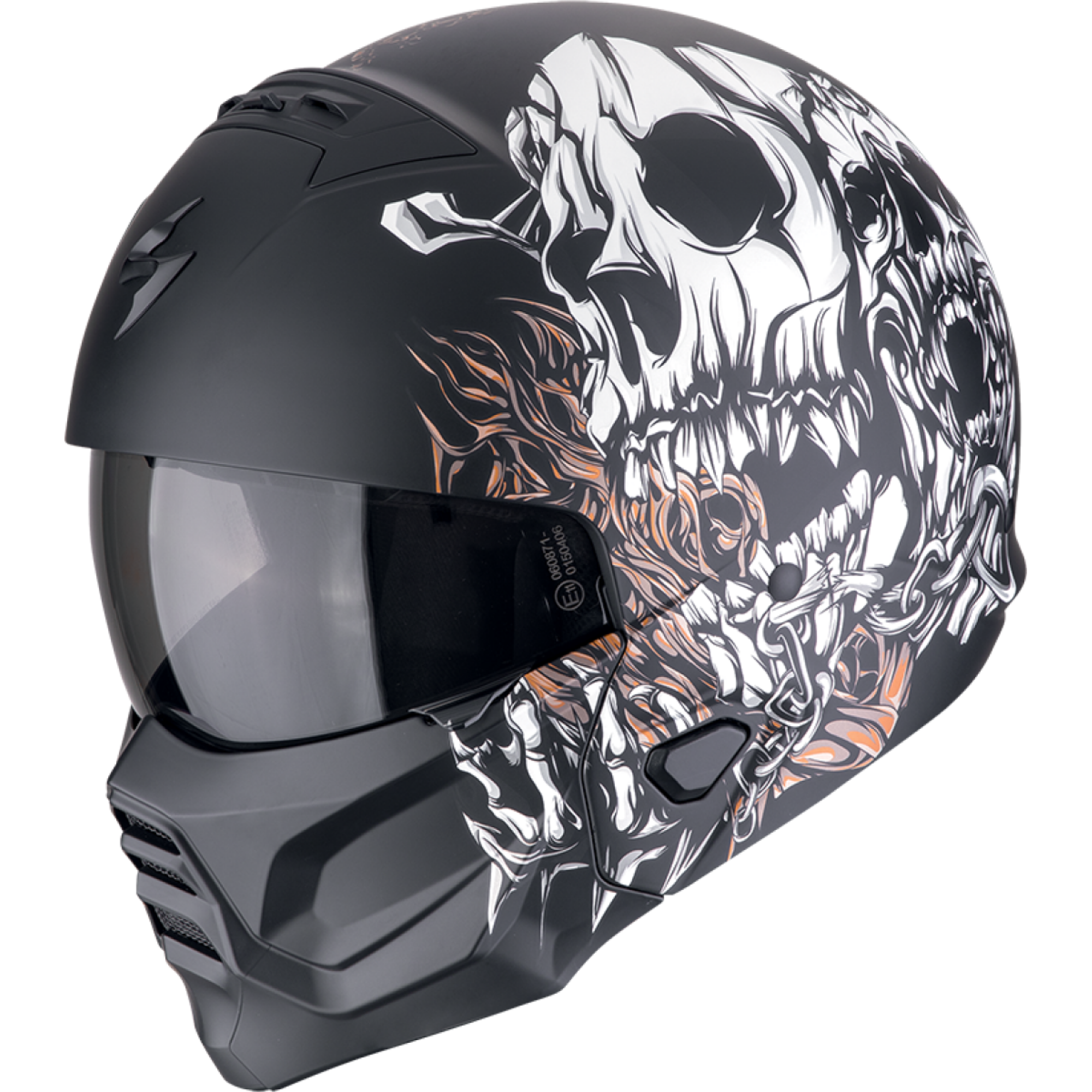 Casque Scorpion Exo-Combat II Genesis Noir Mat Blanc Or - 2XL