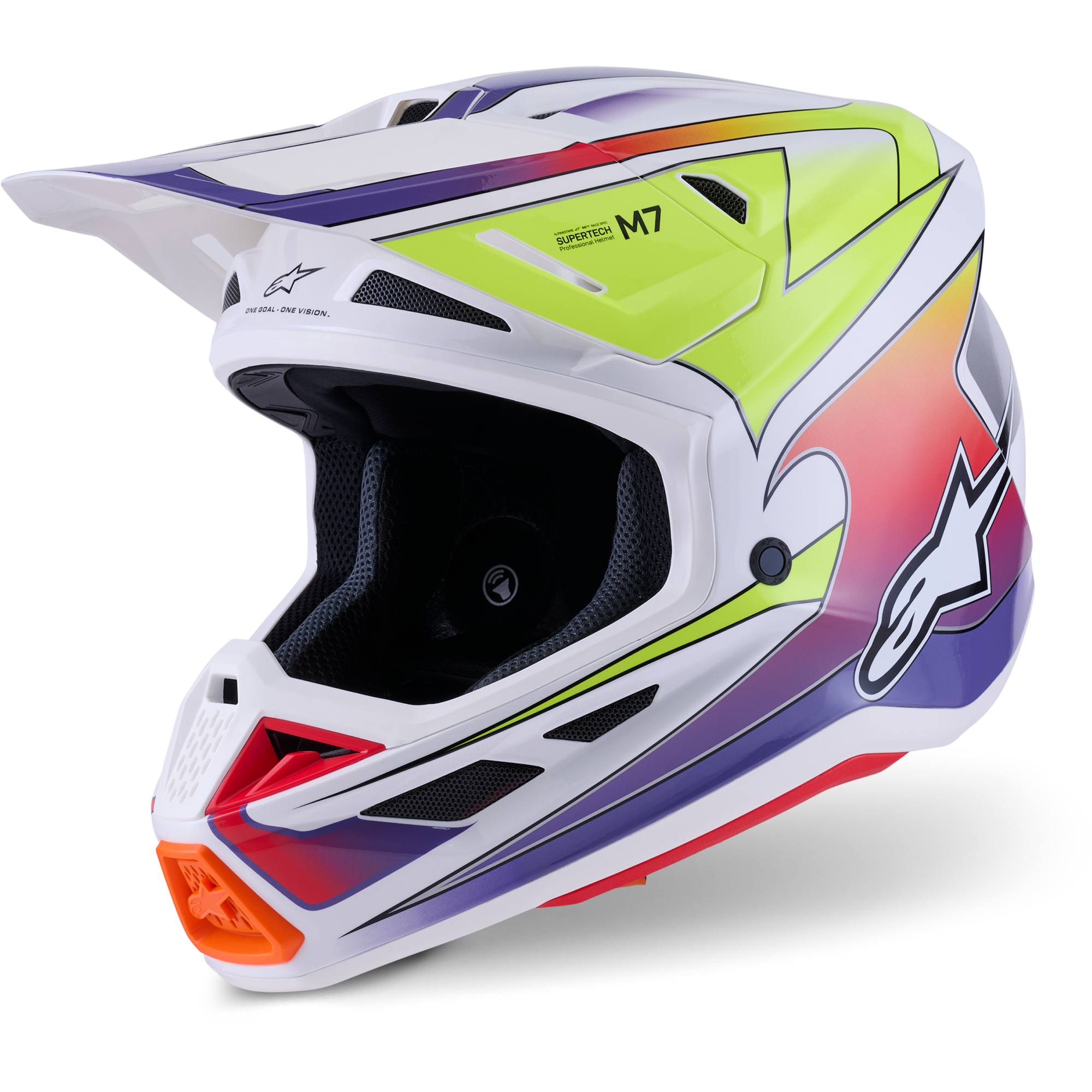 Casque Cross Alpinestars SM7 Fuse Blanc Jaune Violet - L