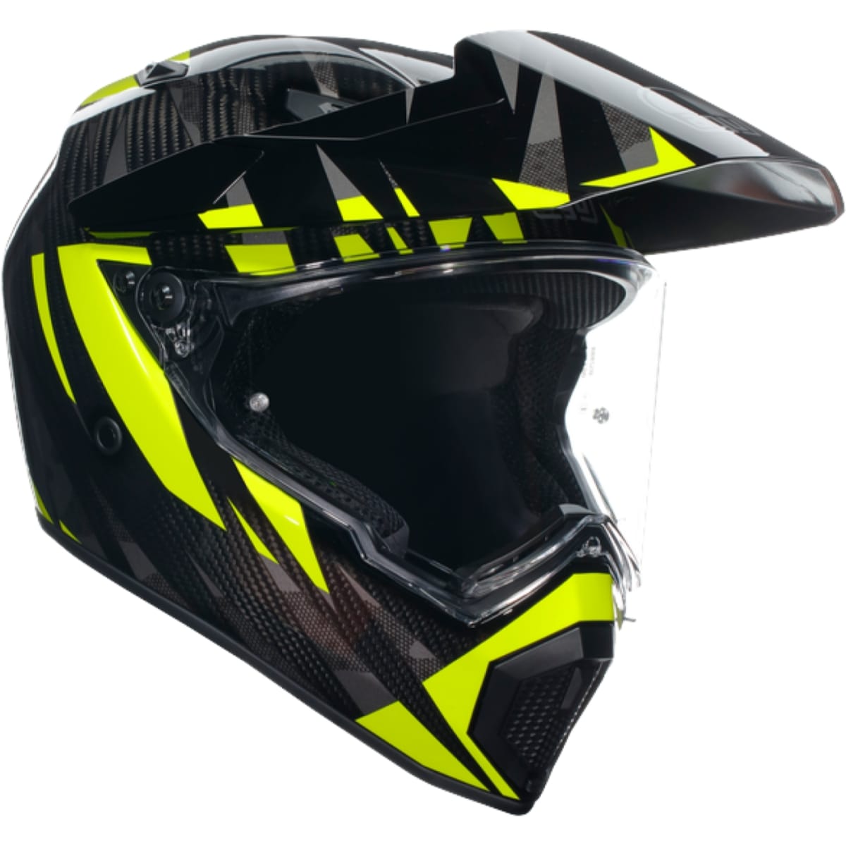 CASQUE AGV AX9 MPLK STEPPA CARBONE JAUNE FLUO / 2XL