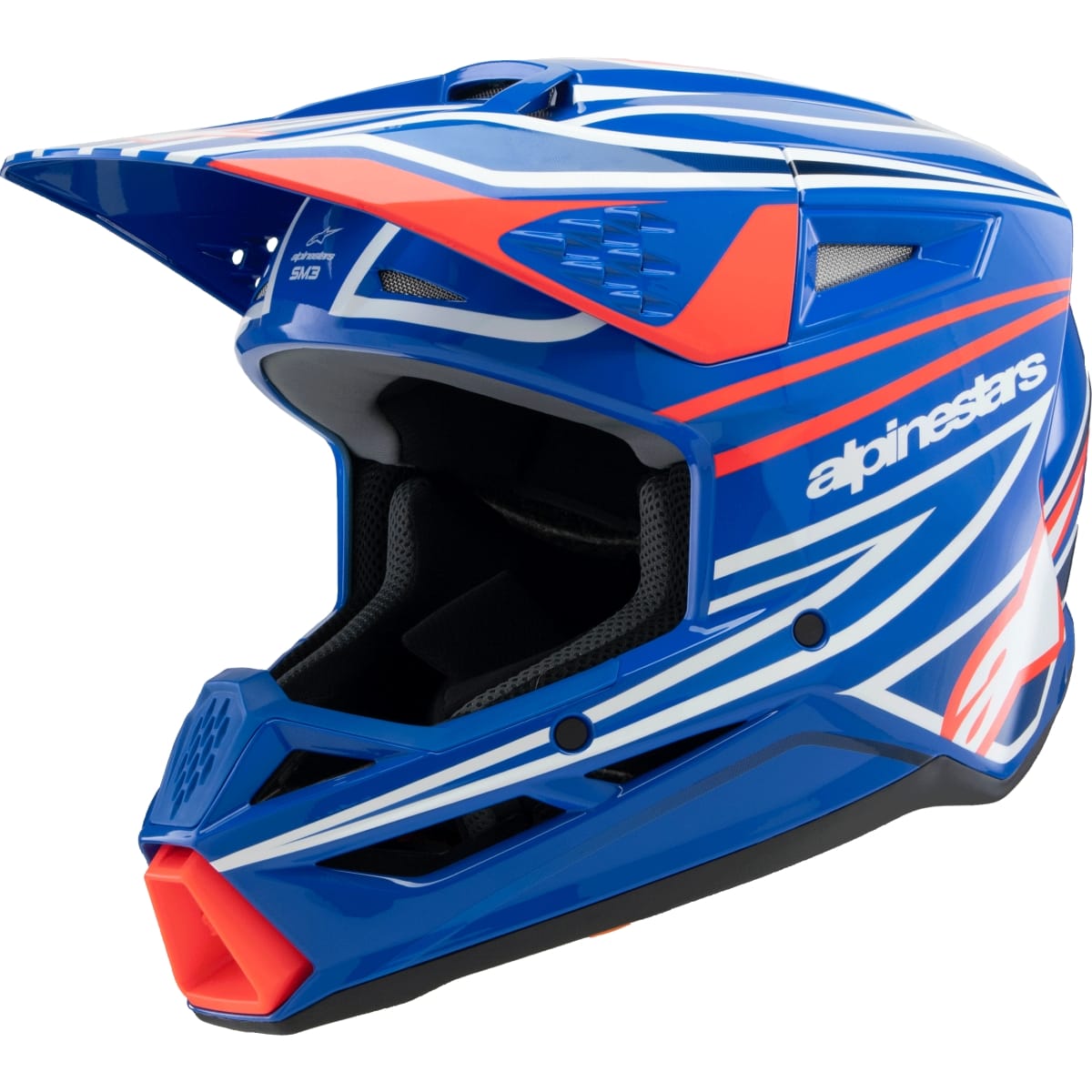CASQUE CROSS ENFANT ALPINESTARS SM3 WURX ECE06 BLEU ROUGE BLANC NOIR BRILLANT / L