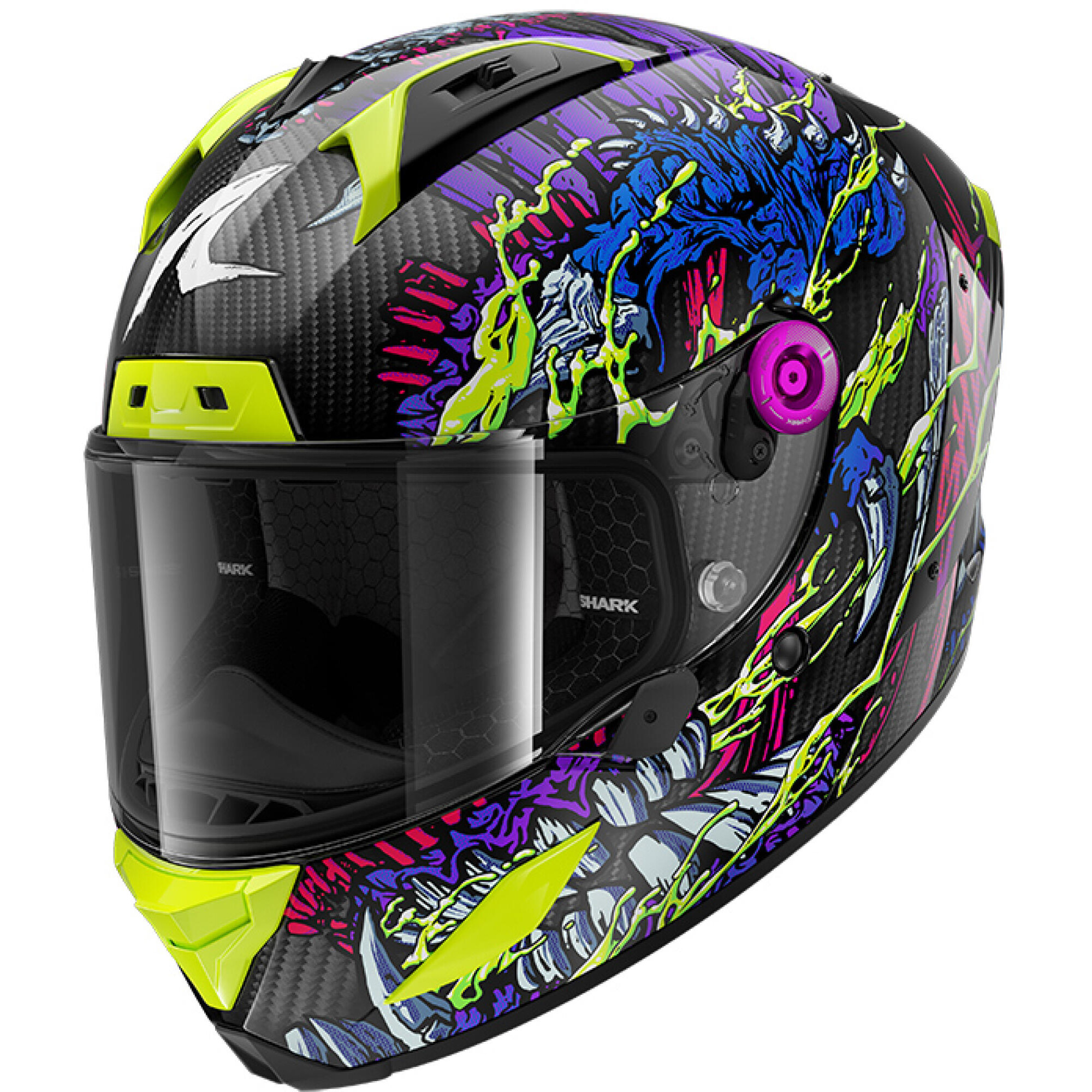 Casque Shark Aeron Shaytan 2 Carbone Bleu Vert - L