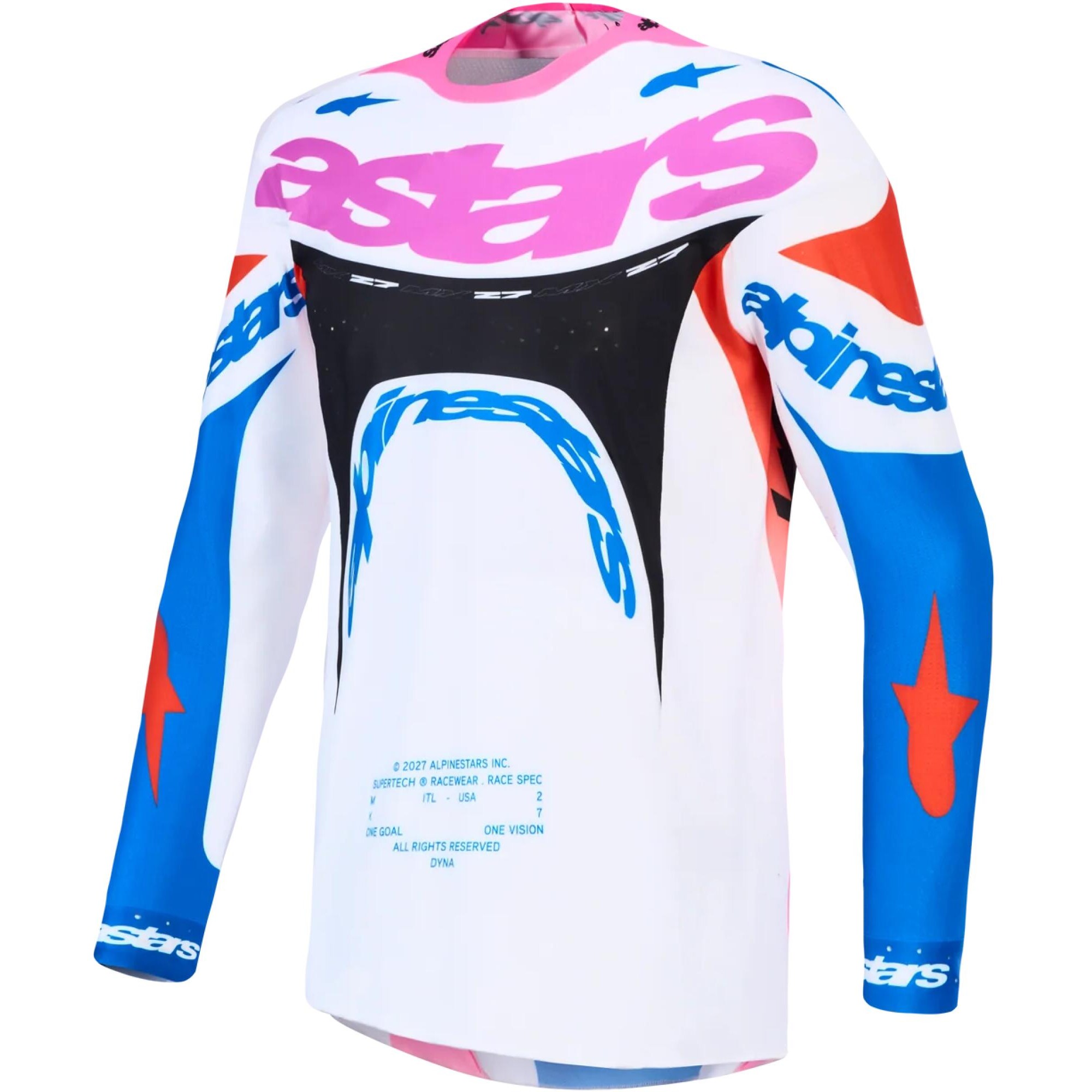 Maillot Alpinestars Supertech Dyna MX27 Blanc Bleu Rose - 2XL