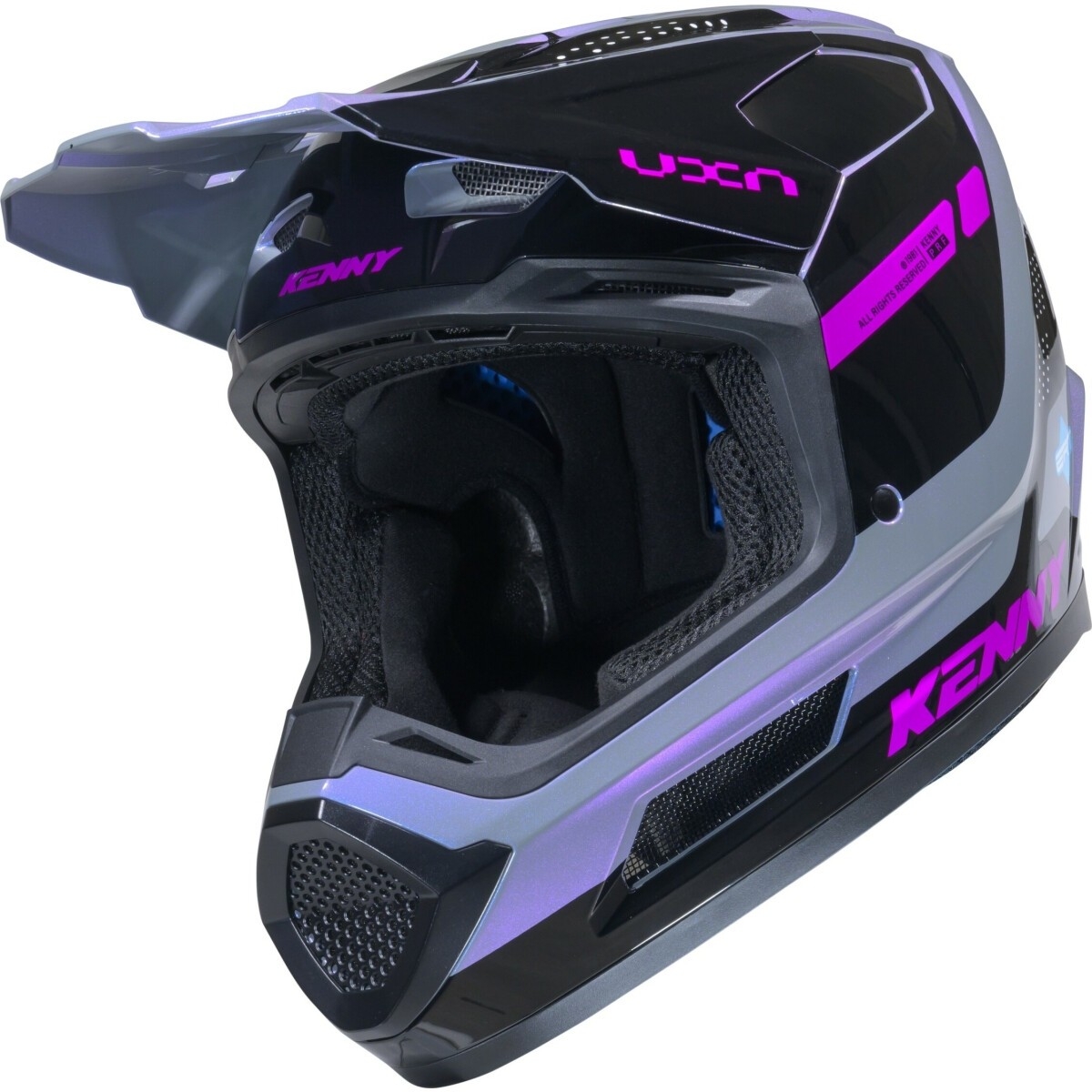 CASQUE CROSS KENNY PERFORMANCE GRAPHIC VIOLET ROSE NOIR BRILLANT / XL