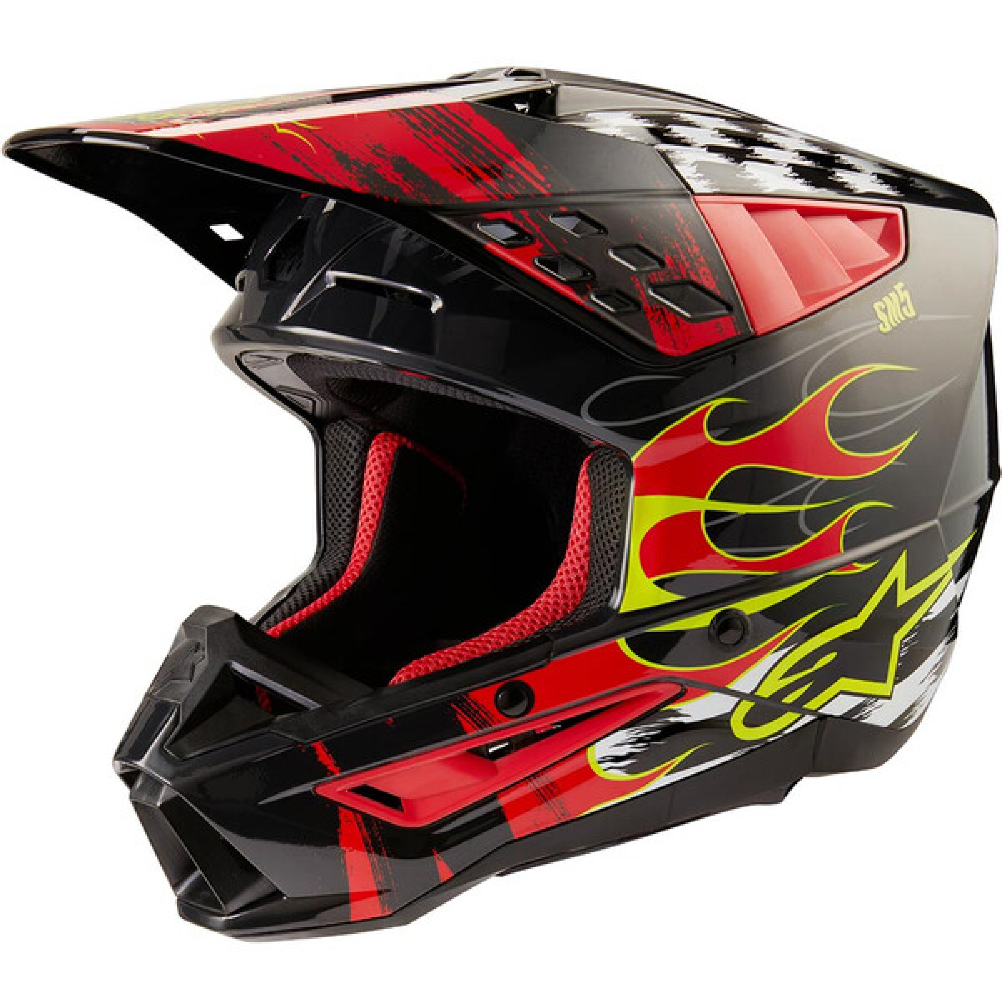 Casque Cross Alpinestars SM5 Rash Gris Foncé Rouge Brillant - 2XL