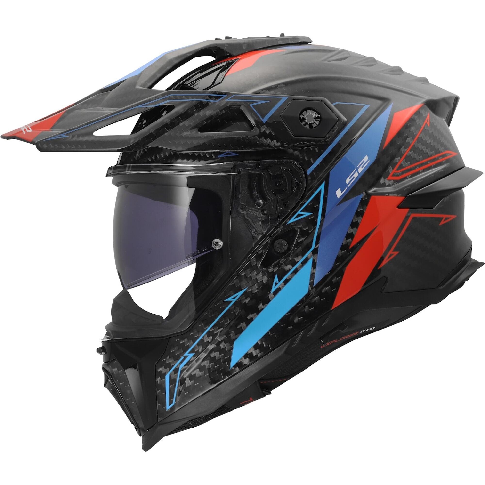 Casque LS2 MX707 Explorer Evo Carbon Arrow Bleu Rouge - 2XL