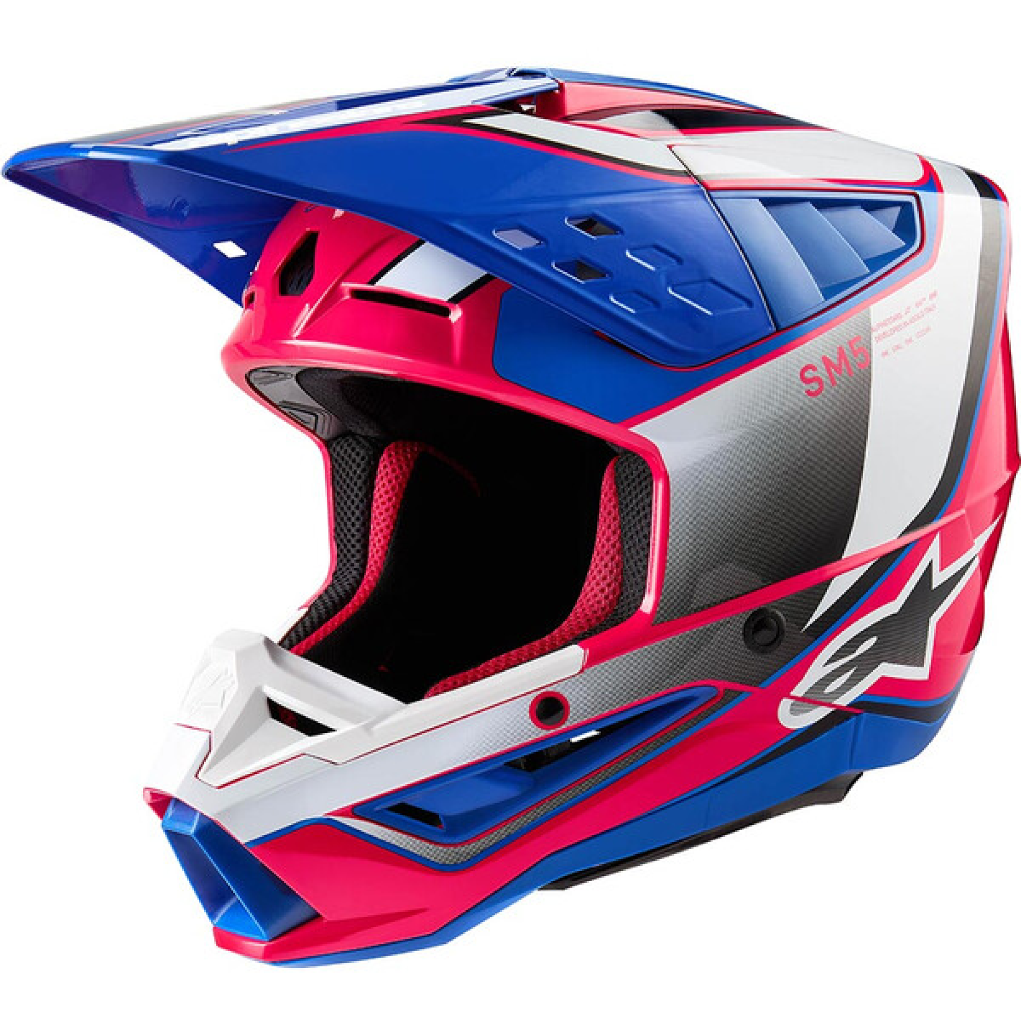 Casque Cross Alpinestars SM5 Sail Blanc Rose Bleu Brillant - 2XL