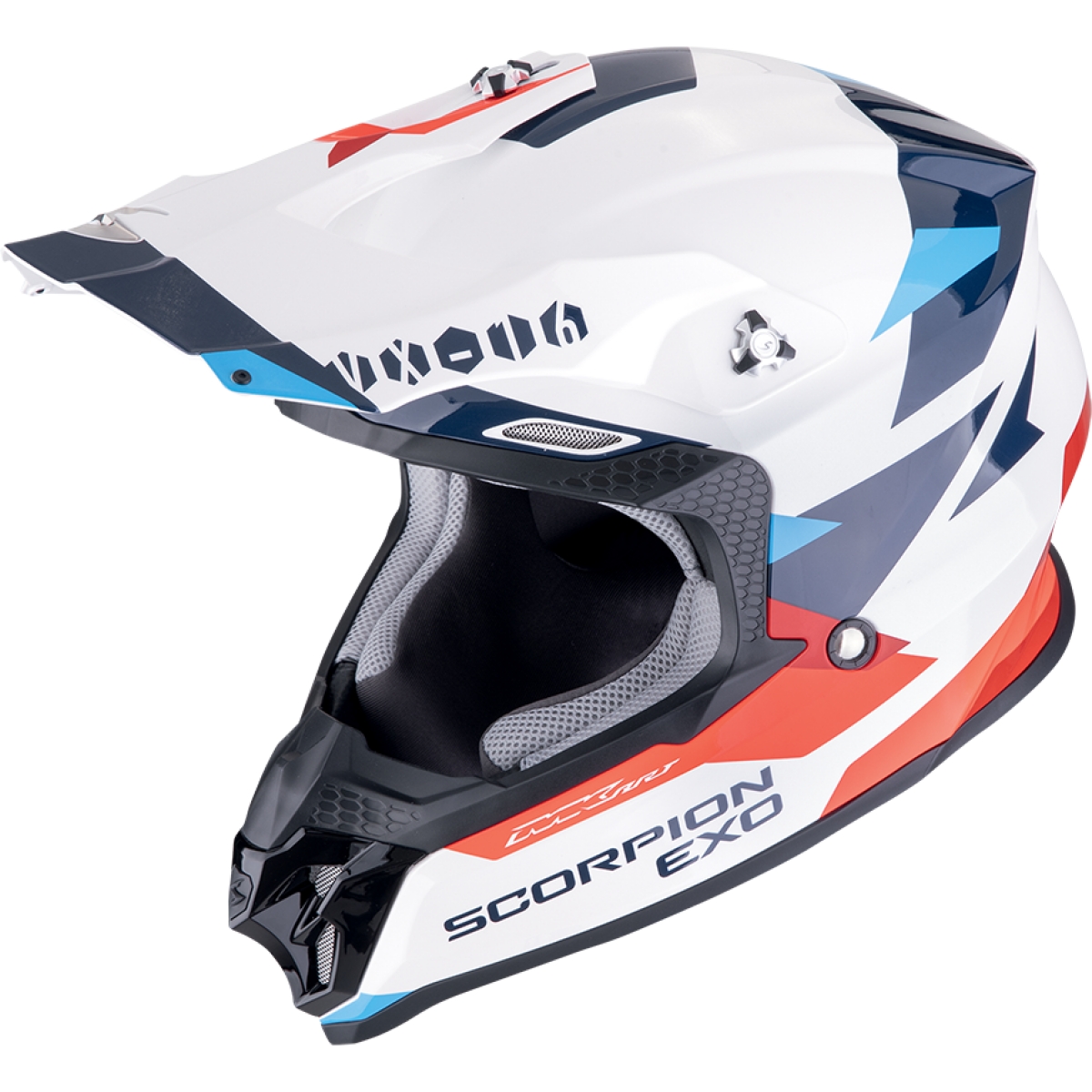CASQUE CROSS SCORPION VX 16 EVO AIR ROD BLANC ROUGE BLEU / 2XL