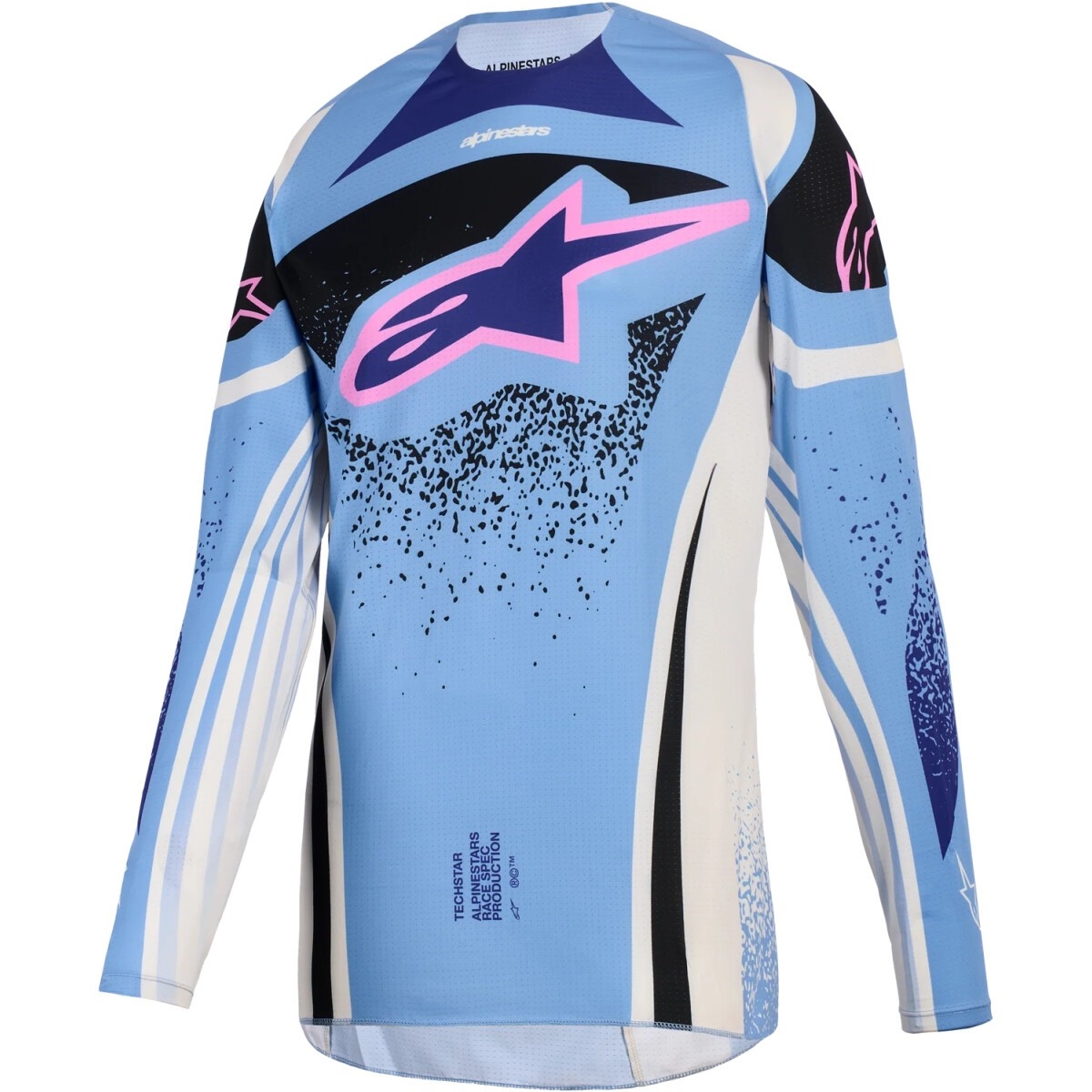 MAILLOT CROSS LADY ALPINESTARS STELLA TECHSTAR NOMUR BLEU CLAIR BLANC NOIR / L
