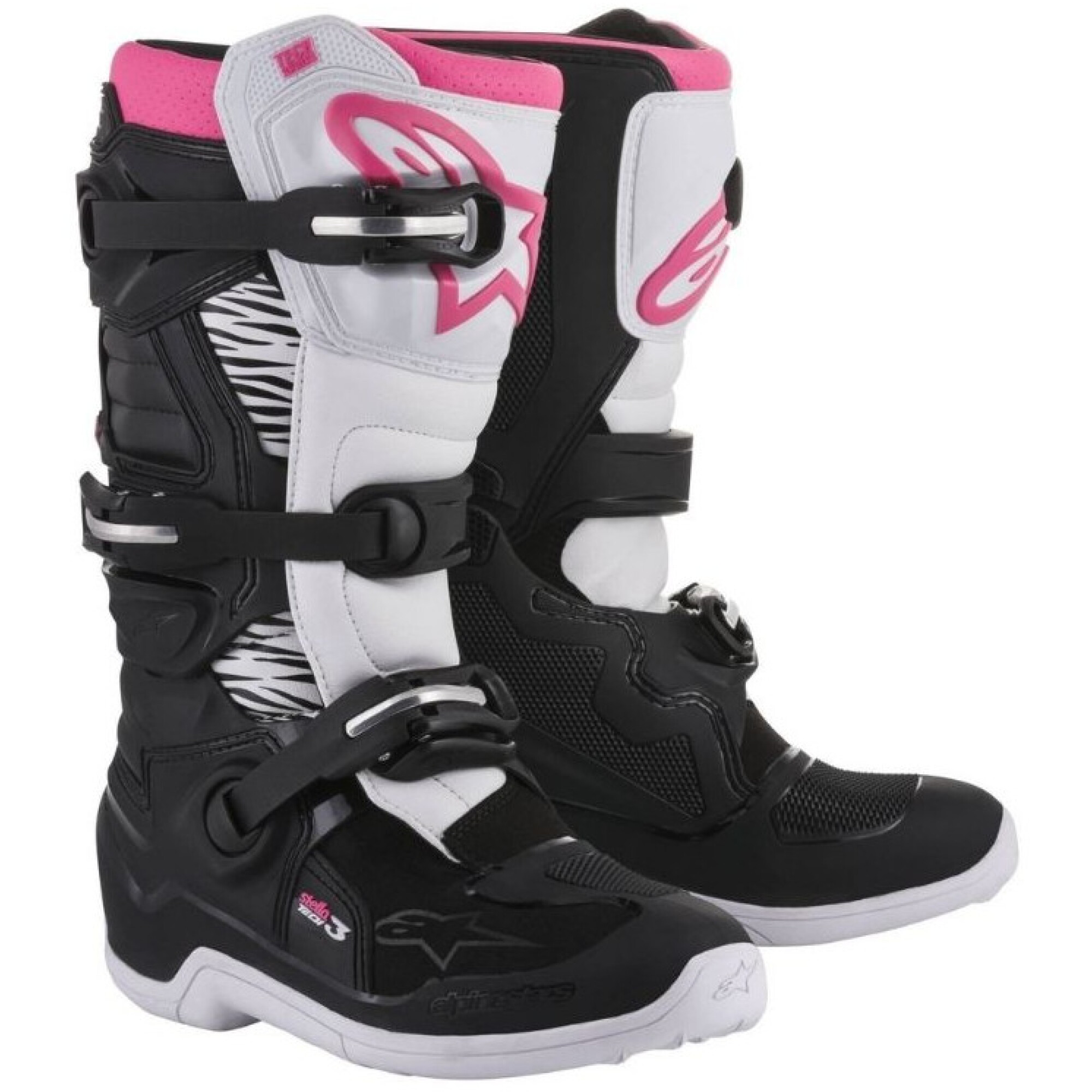 Bottes Cross Femme Alpinestars Stella Tech 3 Noir Blanc Rose - 37