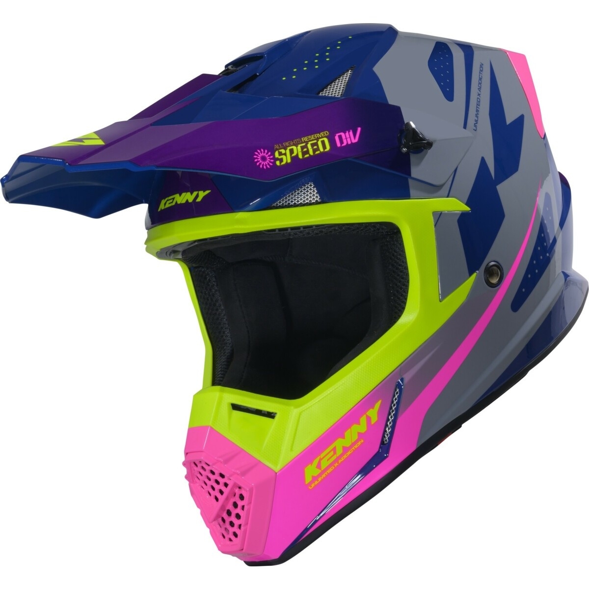 CASQUE CROSS KENNY TRACK GRAPHIC SPEED VIOLET ROSE BLEU BRILLANT / L