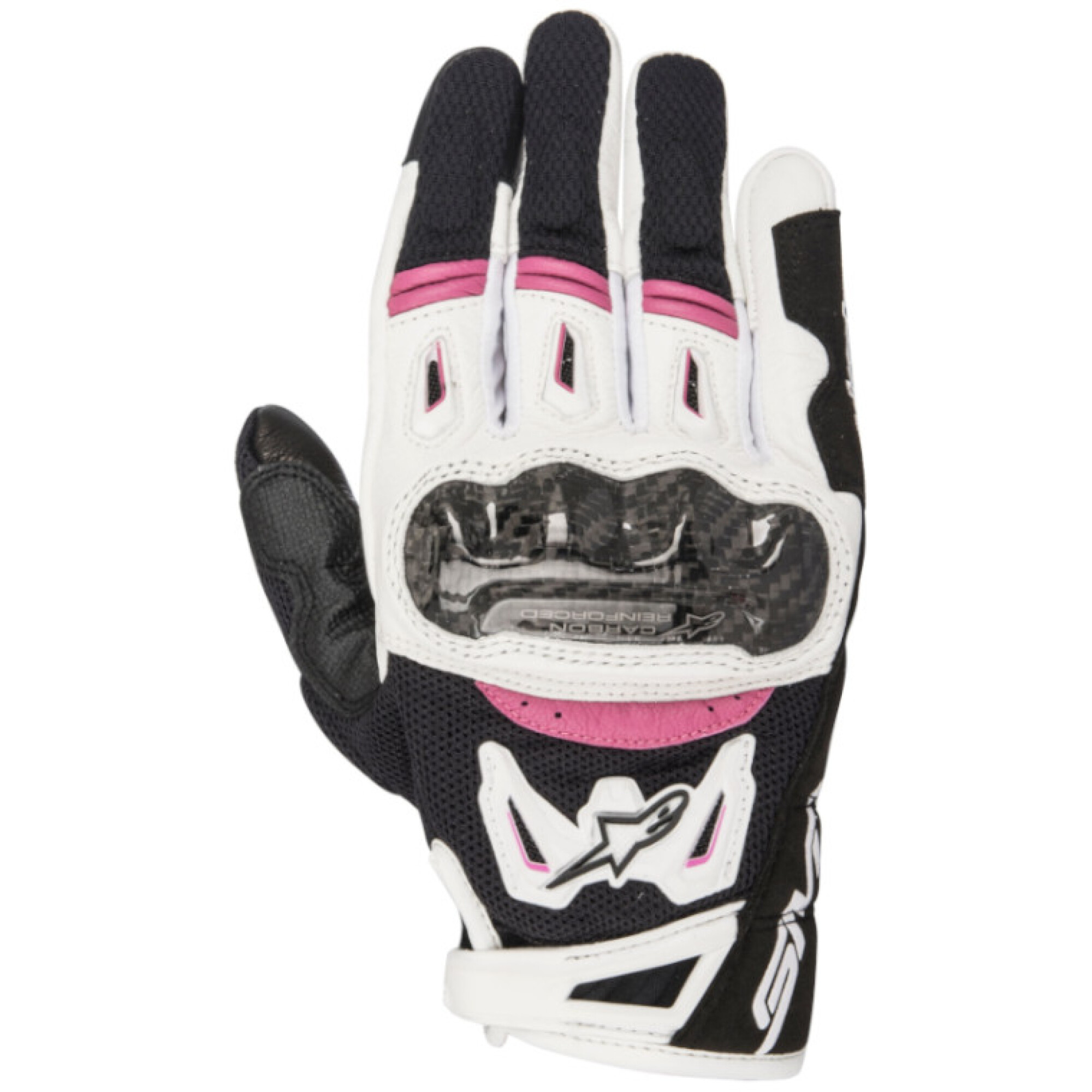 Gants Femme Alpinestars Stella SMX2 Air Carbon V2 Noir Blanc Rose - L
