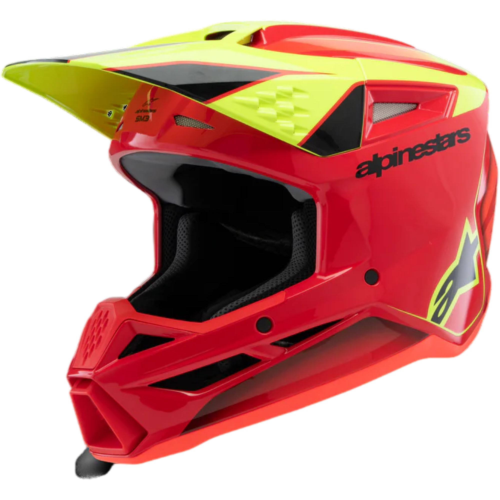Casque Cross Alpinestars SM3 Fray Rouge Jaune Fluo Noir - 2XL