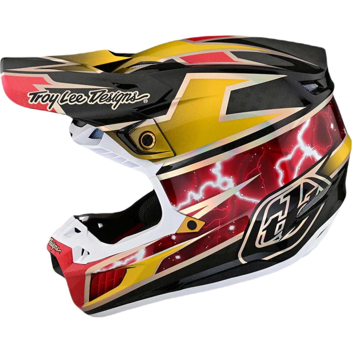 CASQUE CROSS TROY LEE DESIGNS SE5 CARBON LIGHTNING OR NOIR ROUGE / L