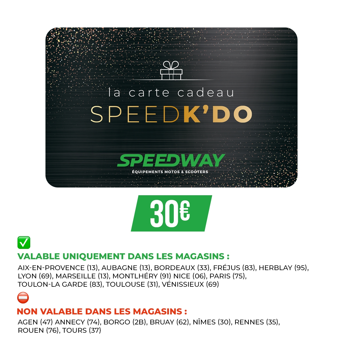 Carte Cadeau Magasin 30€ SpeedK'Do
