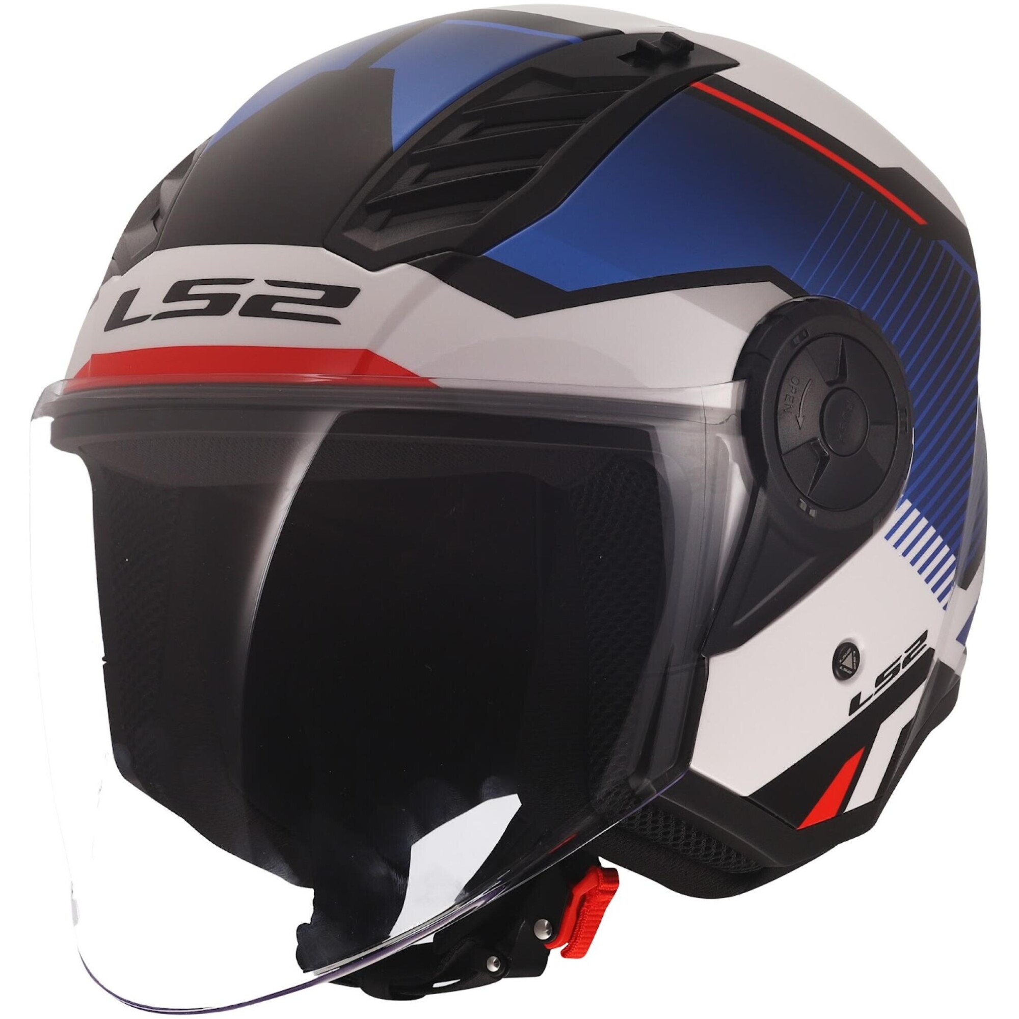Casque LS2 OF616 Airflow II Solar Blanc Bleu Rouge - 2XL