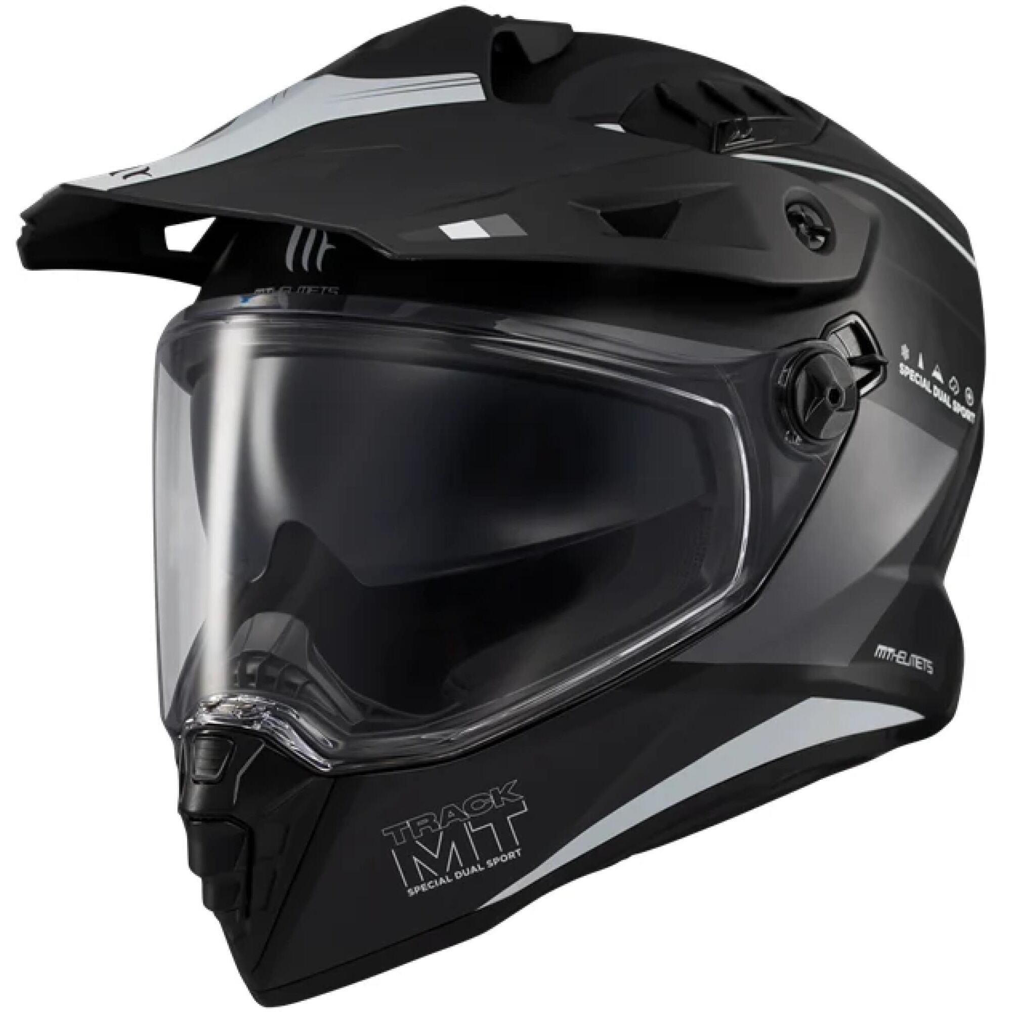 Casque MT Helmets Track SV Aries B1 Noir Gris Mat - 2XL