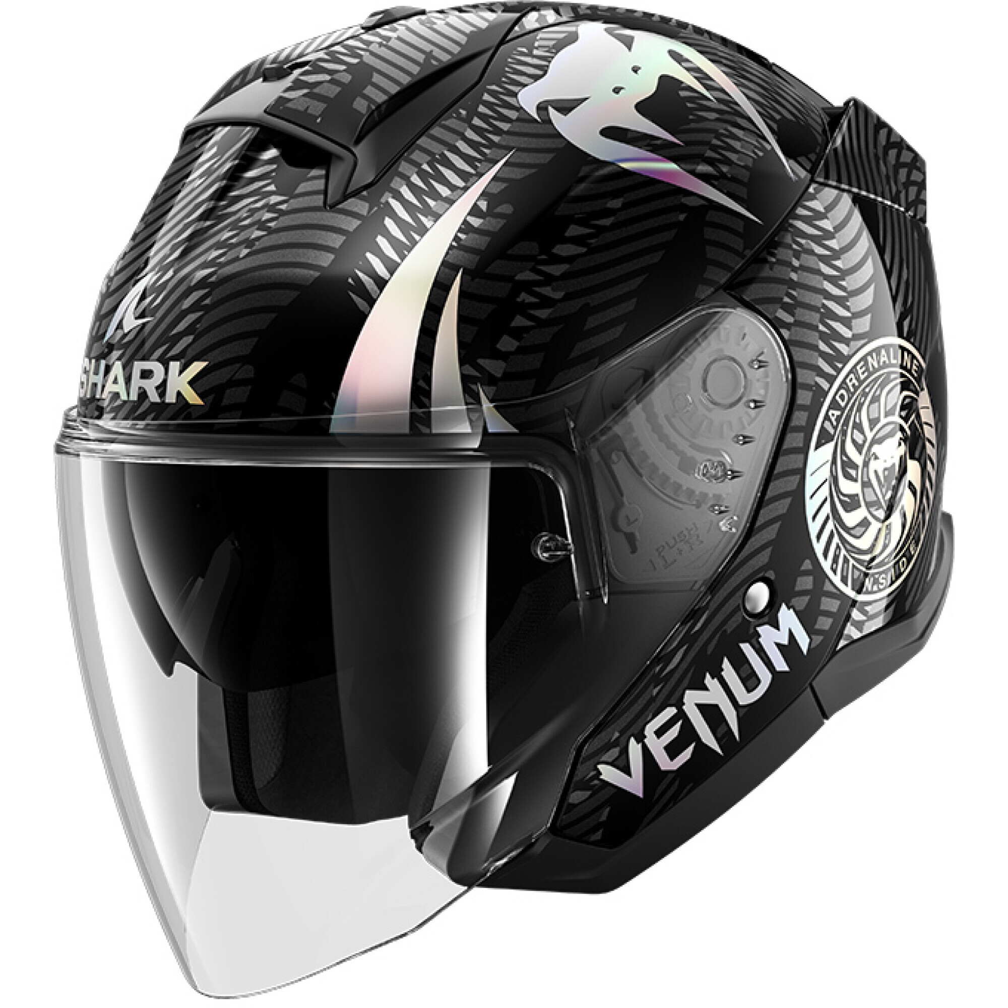 Casque Shark Skwal Jet Venum Noir Chrome Gris - L