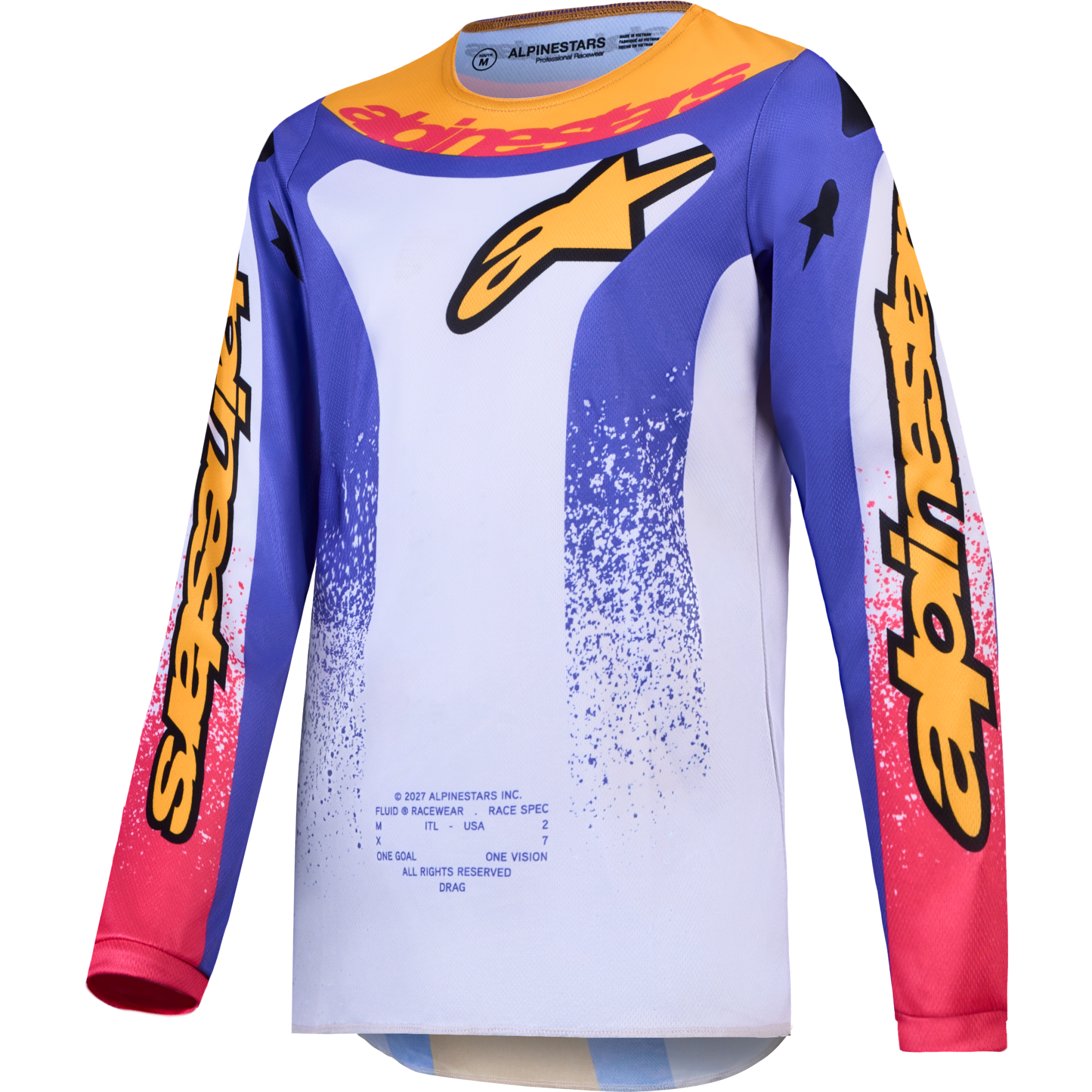 Maillot Cross Alpinestars Youth Fluid Drag Lilas Bleu Iris Doré - 2XL