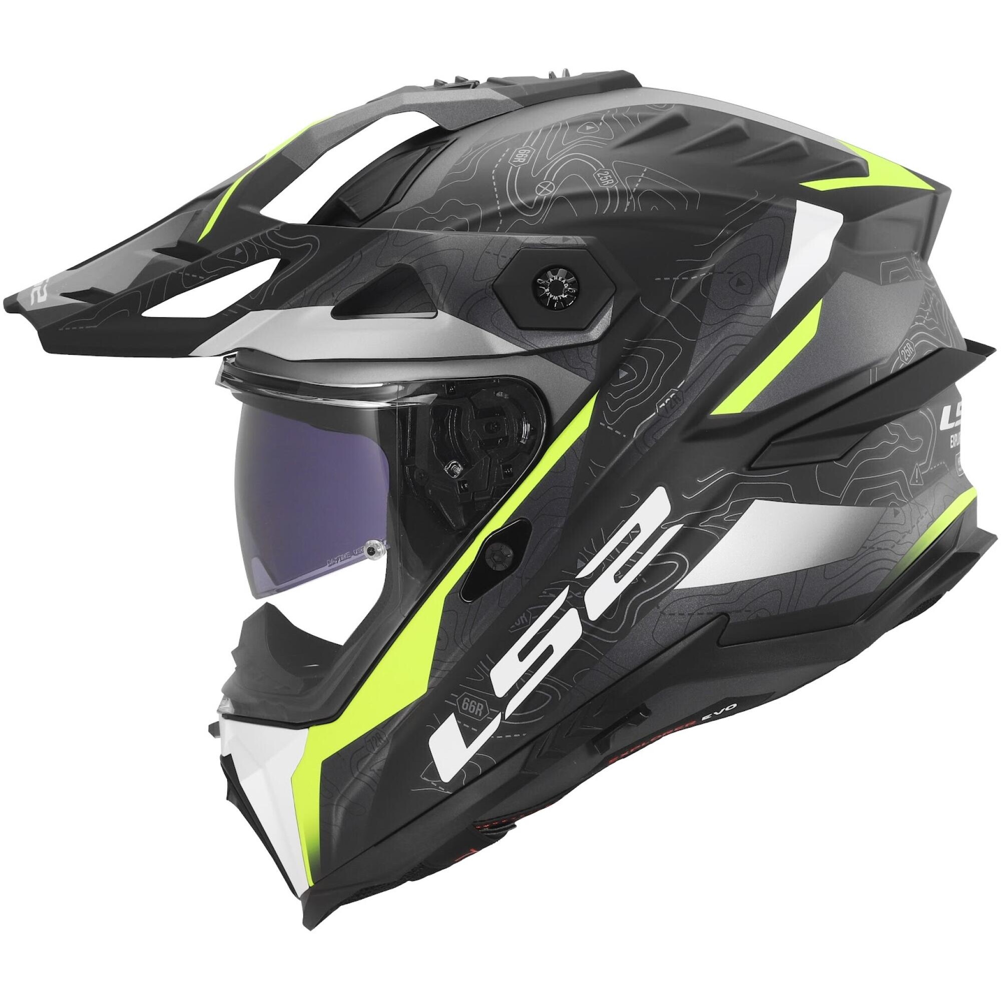 Casque LS2 MX707 Explorer Evo Nivra Jaune Fluo - 2XL