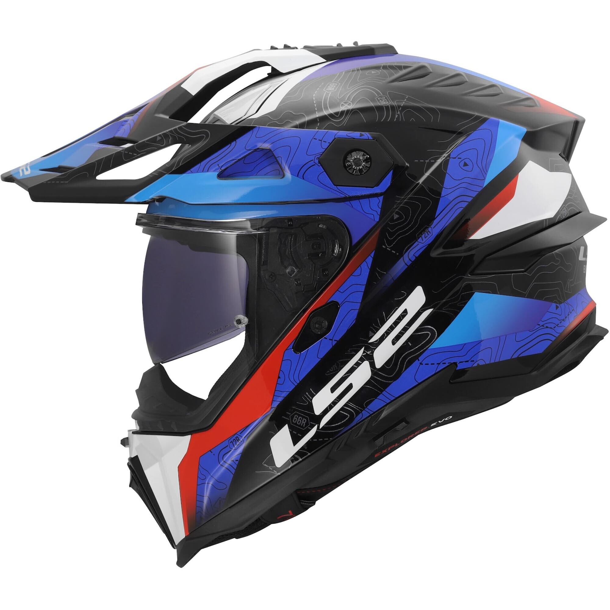 Casque LS2 MX707 Explorer Evo Nivra Blanc Bleu Rouge - 2XL