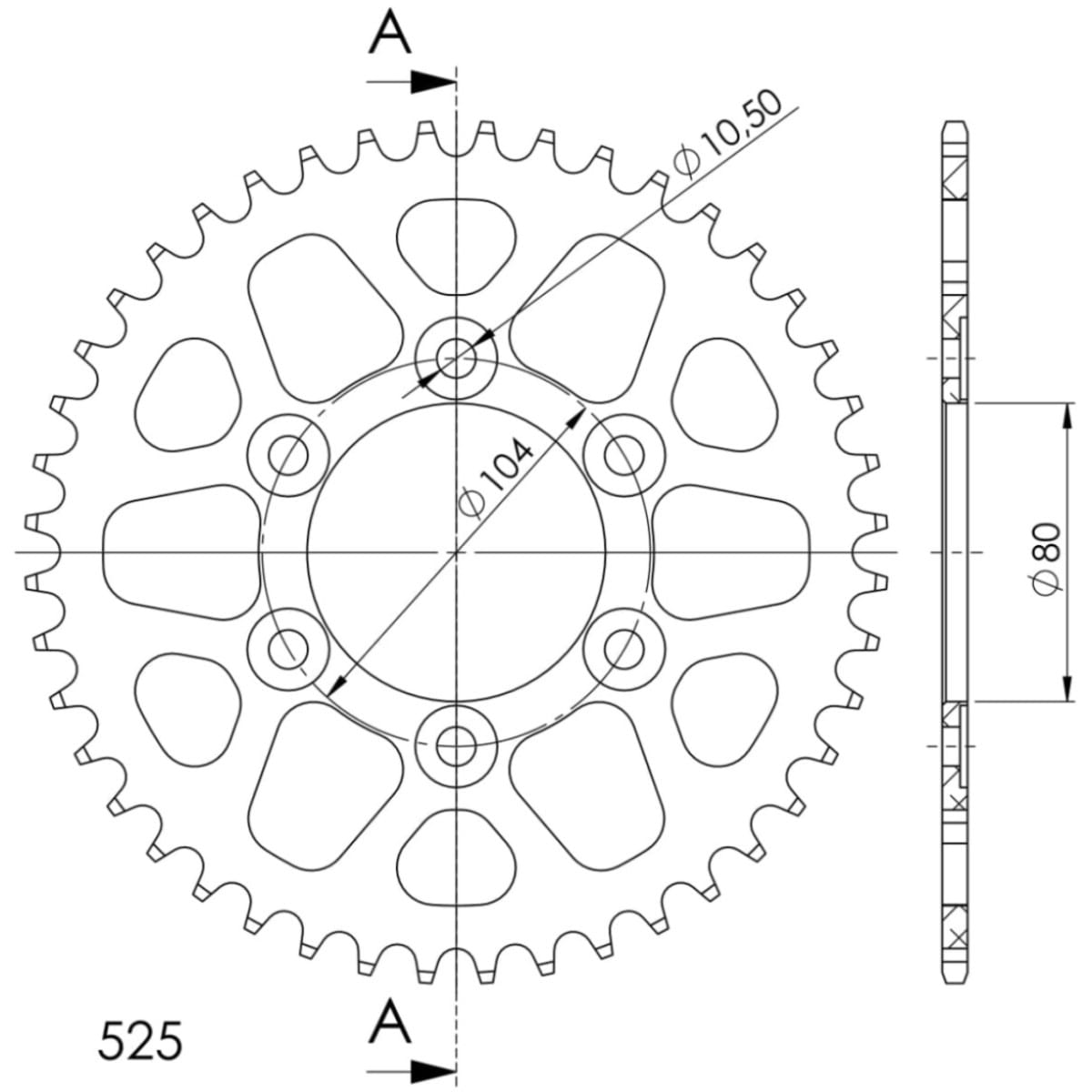 Couronne Alu Supersprox Ral-1489:44-Blk