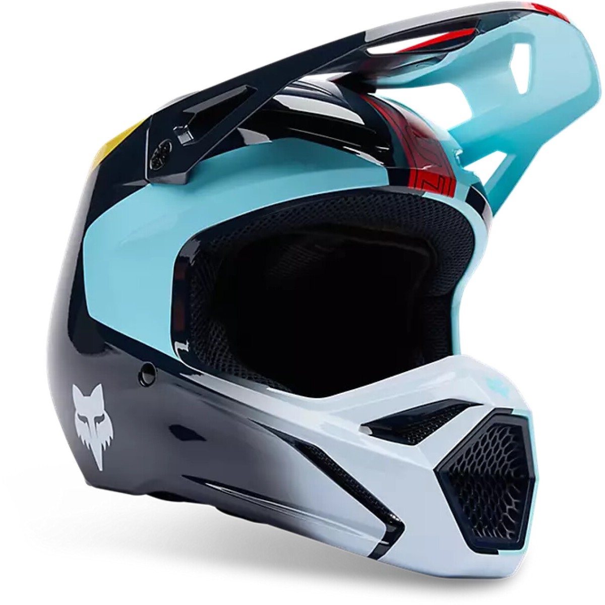 CASQUE FOX KID V1 ELEVATED SP MX25 YL/LT BLEU
