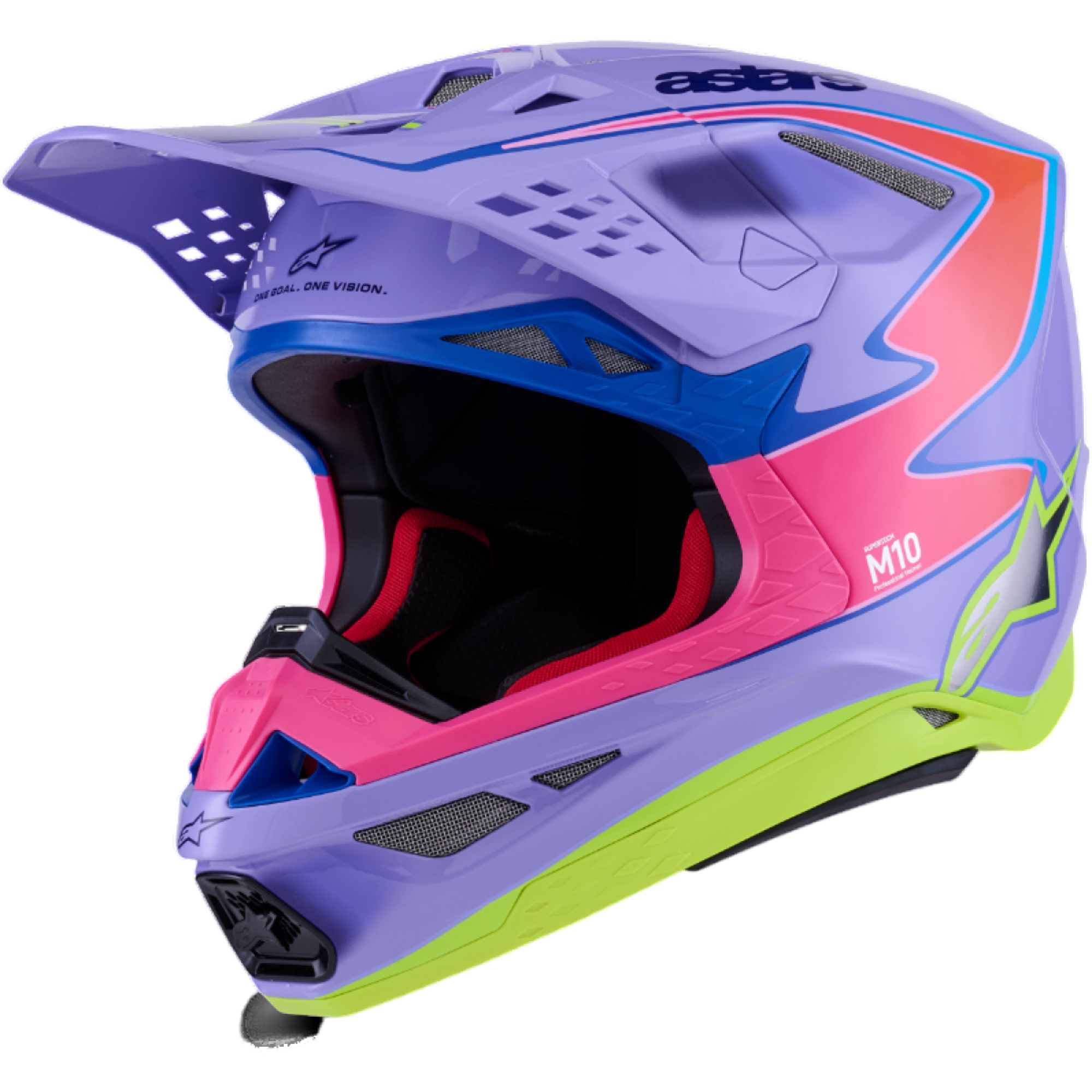 Casque Cross Alpinestars Supertech SM10 Jett Lawrence R01 Violet Rose Jaune - 2XL