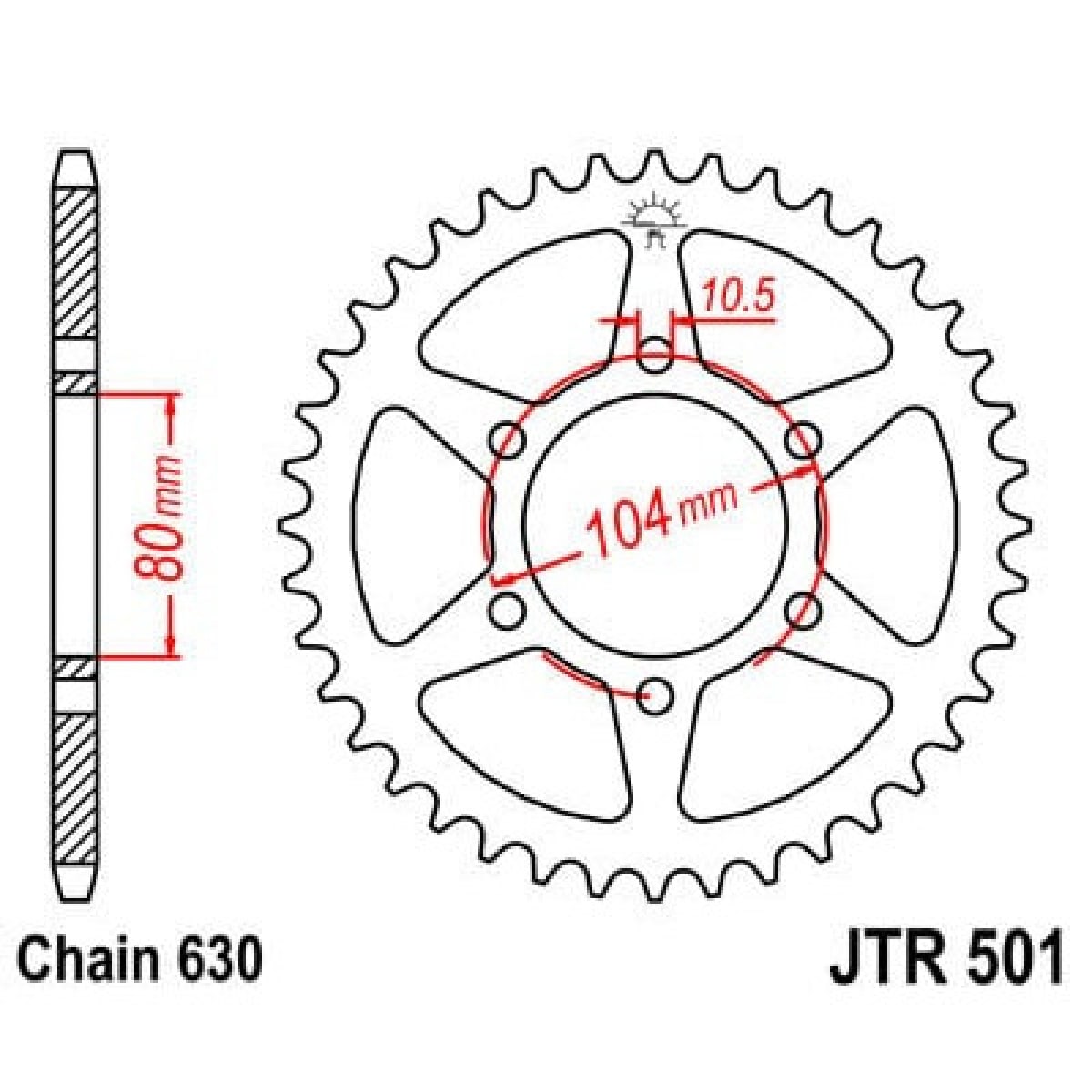 Couronne JT Sprockets 33 Dents Acier Pas 630 Type Type 501