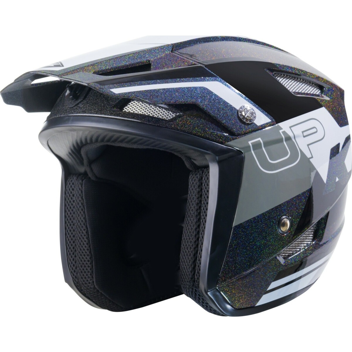 CASQUE TRIAL KENNY TRIAL UP GRAPHIC NOIR GRIS BLANC BRILLANT / L
