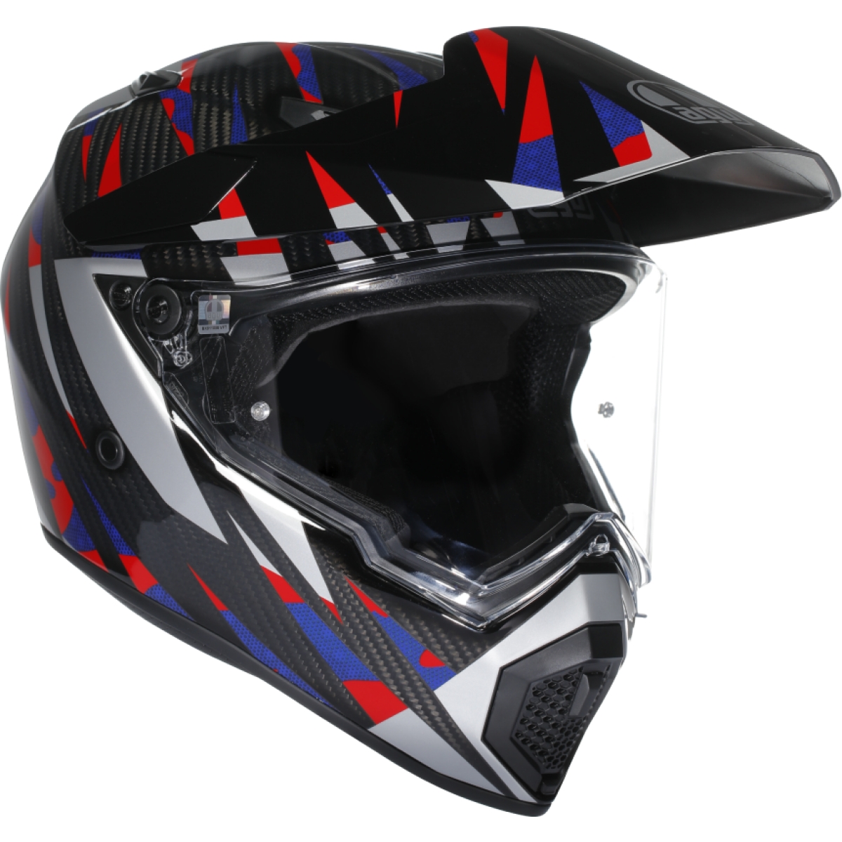 CASQUE AGV AX9 MPLK STEPPA CARBONE ROUGE BLEU / 2XL