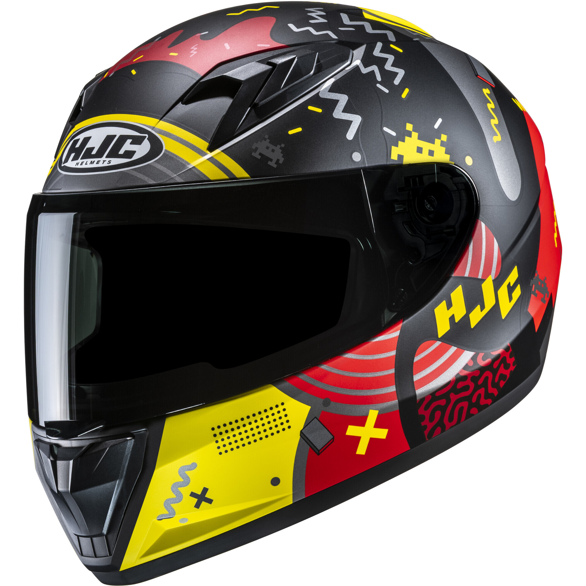 Casque HJC Y10 Mika MC1SF Noir Rouge Jaune Mat - M