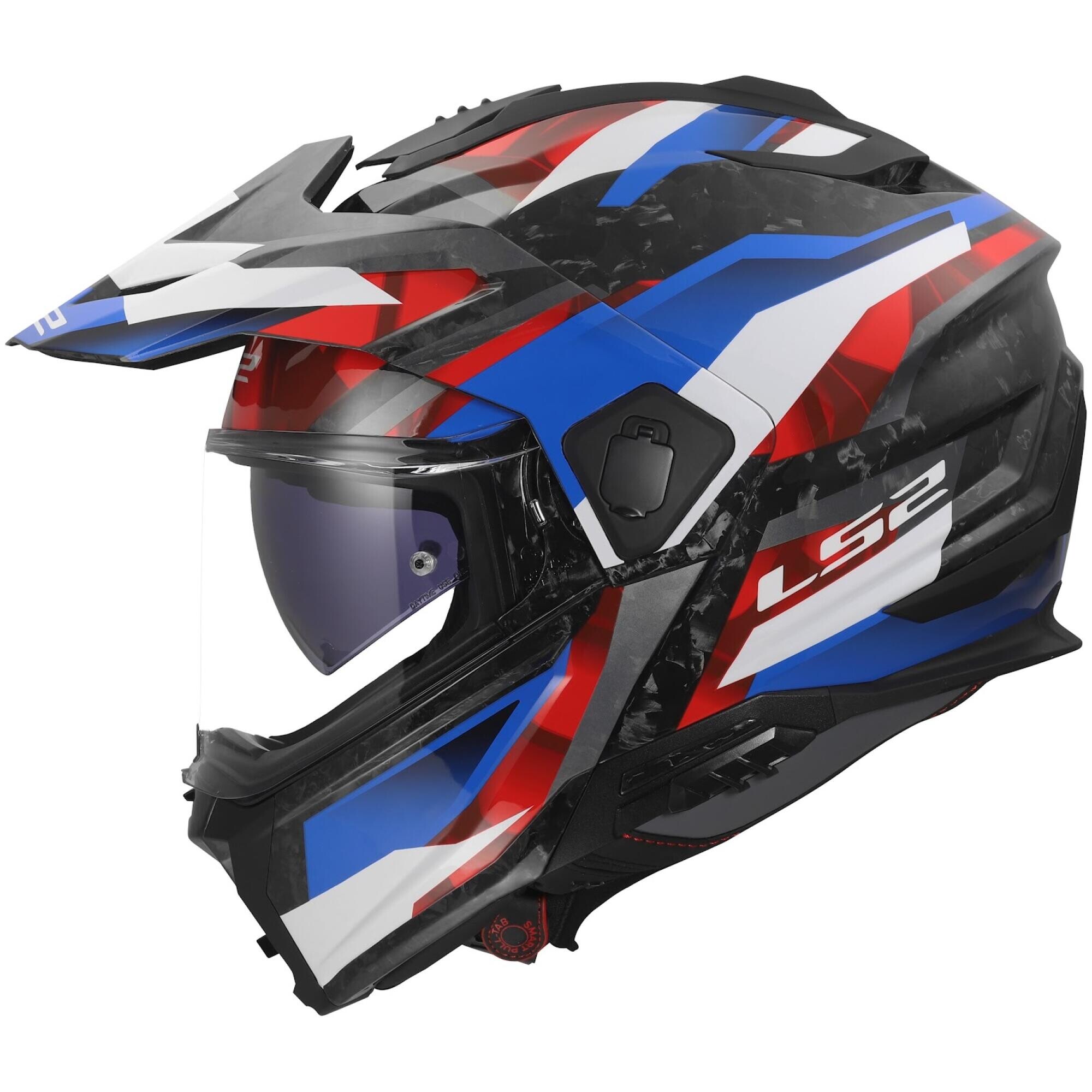 Casque LS2 FF909 Ranger Forged Carbon Strike Blanc Bleu Rouge - 2XL