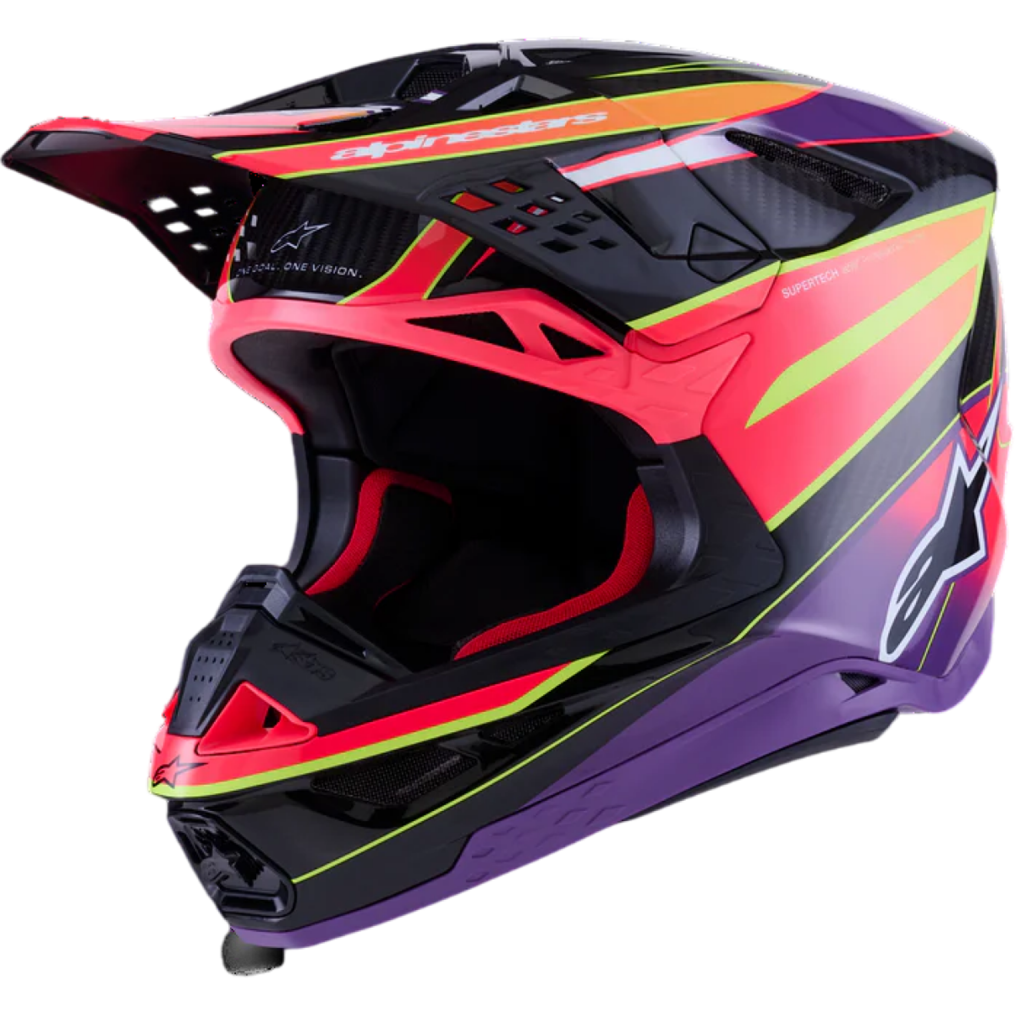 Casque Cross Alpinestars Supertech SM10 Era Rose Violet Jaune Fluo - 2XL