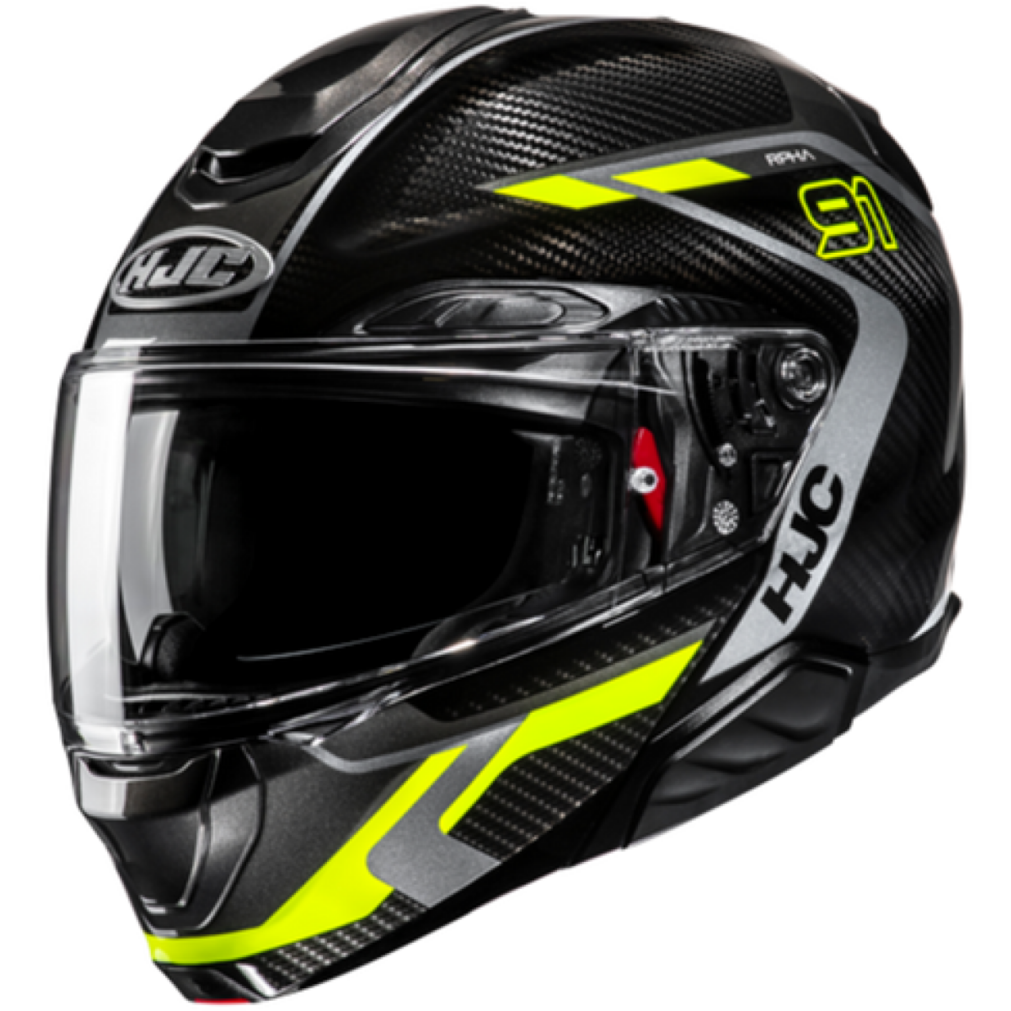 Casque HJC RPHA91 Carbon Lagos Noir Jaune Fluo - L