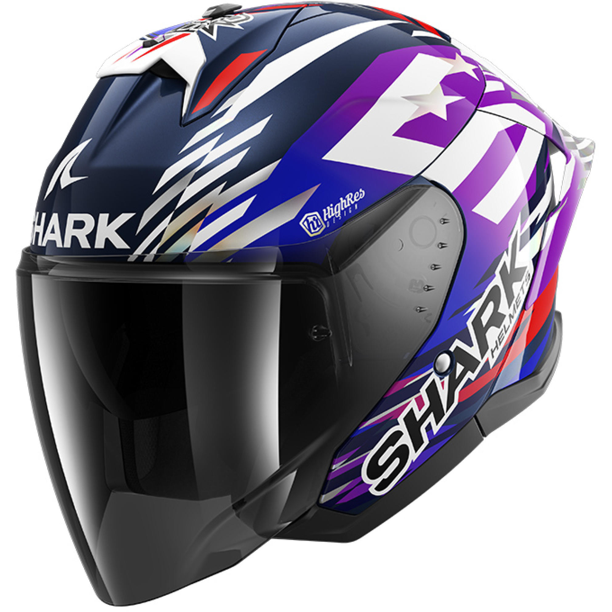 Casque Shark Skwal Jet Cup Replica Zarco Signature 2026 Bleu Violet Chrome - L