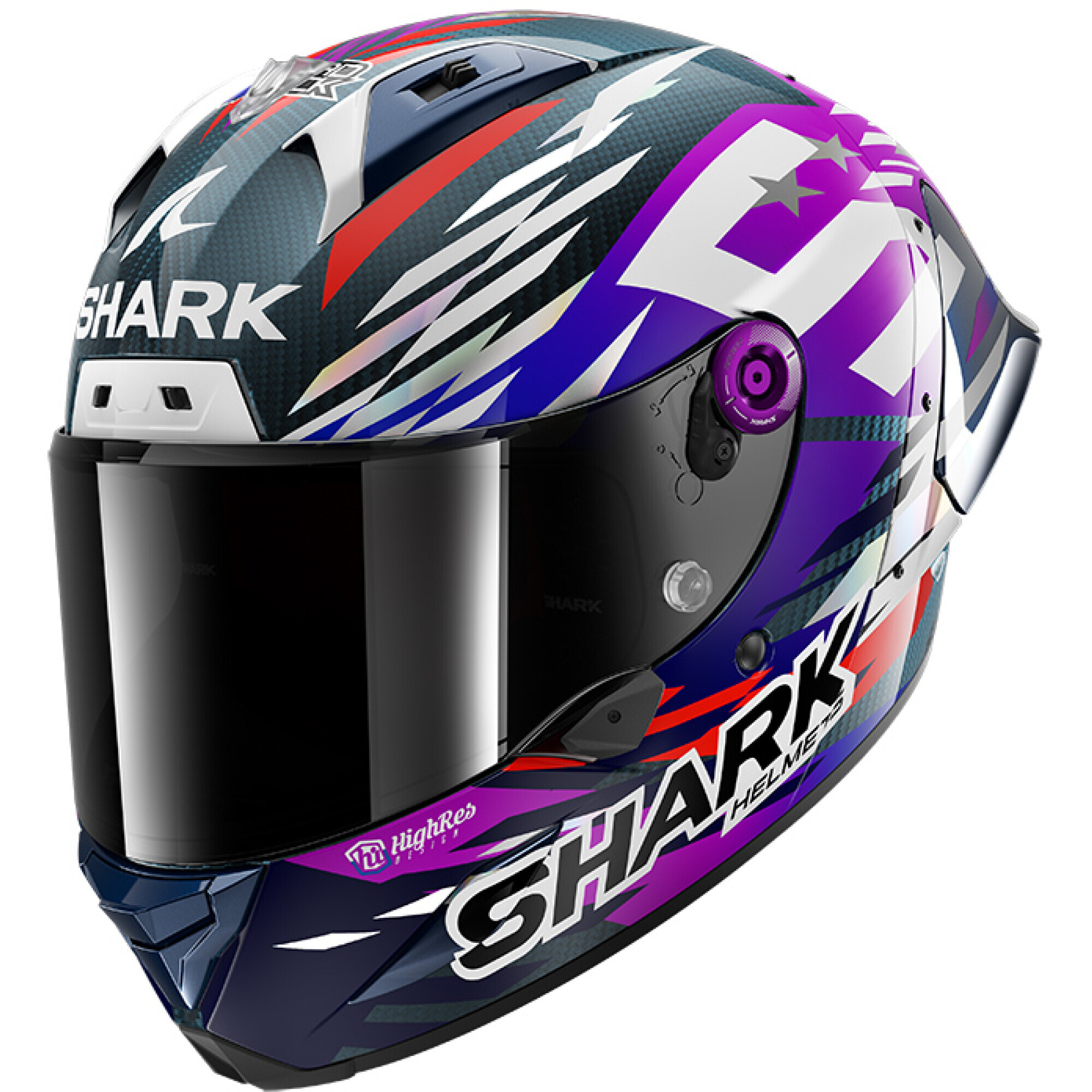 Casque Shark Aeron-GP Fim Racing #2 Replica Zarco Signature 2026 Noir Violet Chrome - L