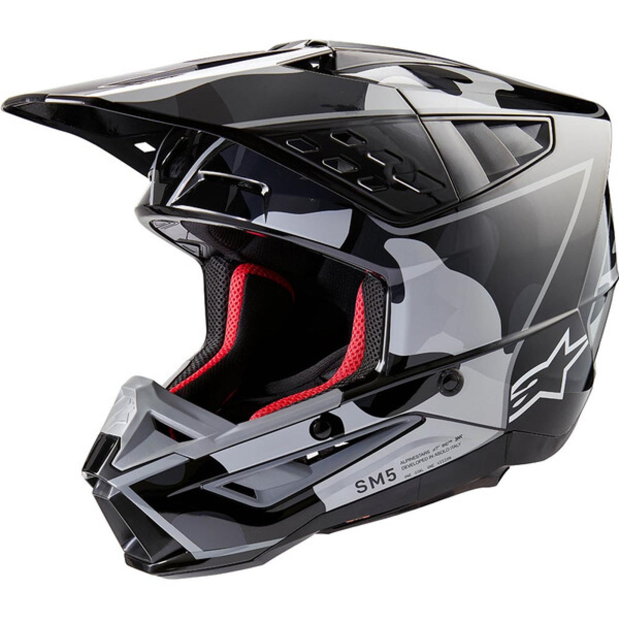 Casque Cross Alpinestars SM5 Rover 2 Noir Argent Brillant - 2XL