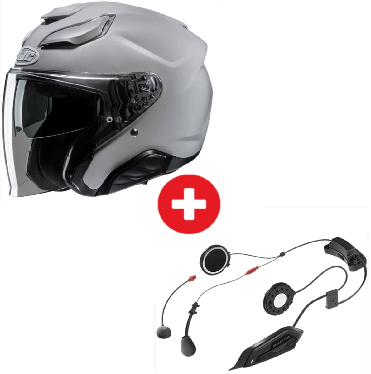 Pack Casque HJC F31 Uni Gris Nardo + Intercom Smart 2 HJC 21B