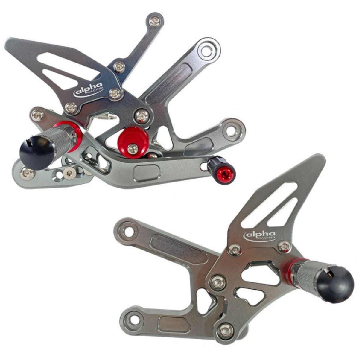 COMMANDES RECULÉES COMPLÈTES ALPHA TECHNIK COULEUR TITANE YAMAHA YZF-R6 RJ11, RJ15, RJ27 2006- ABE