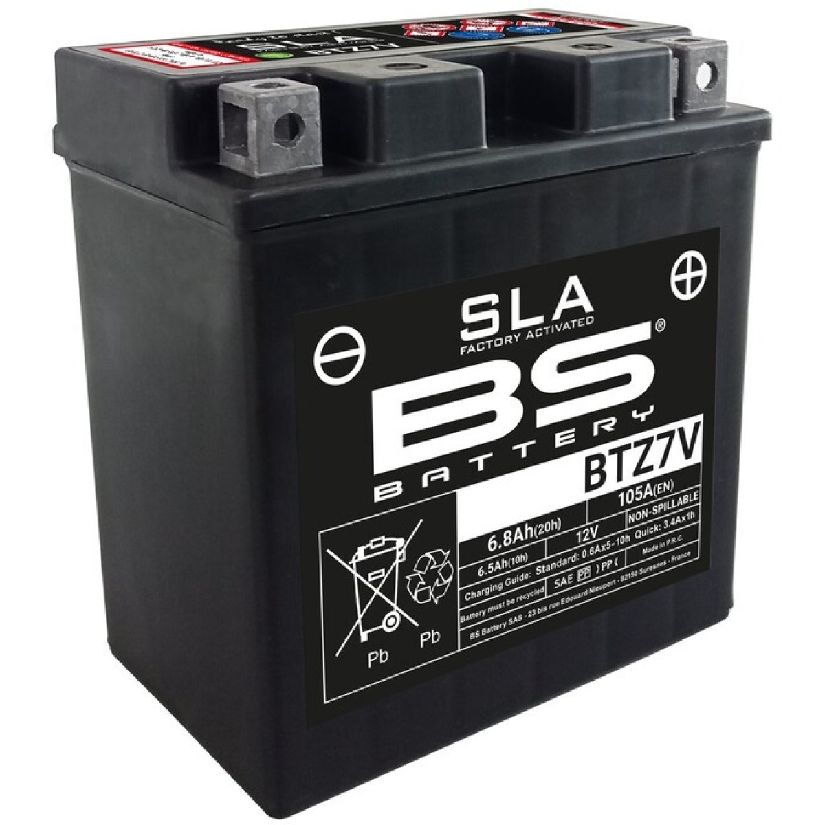 BATTERIE BS BATTERY BTZ7V SLA ACTIVÉE USINE SANS ENTRETIEN