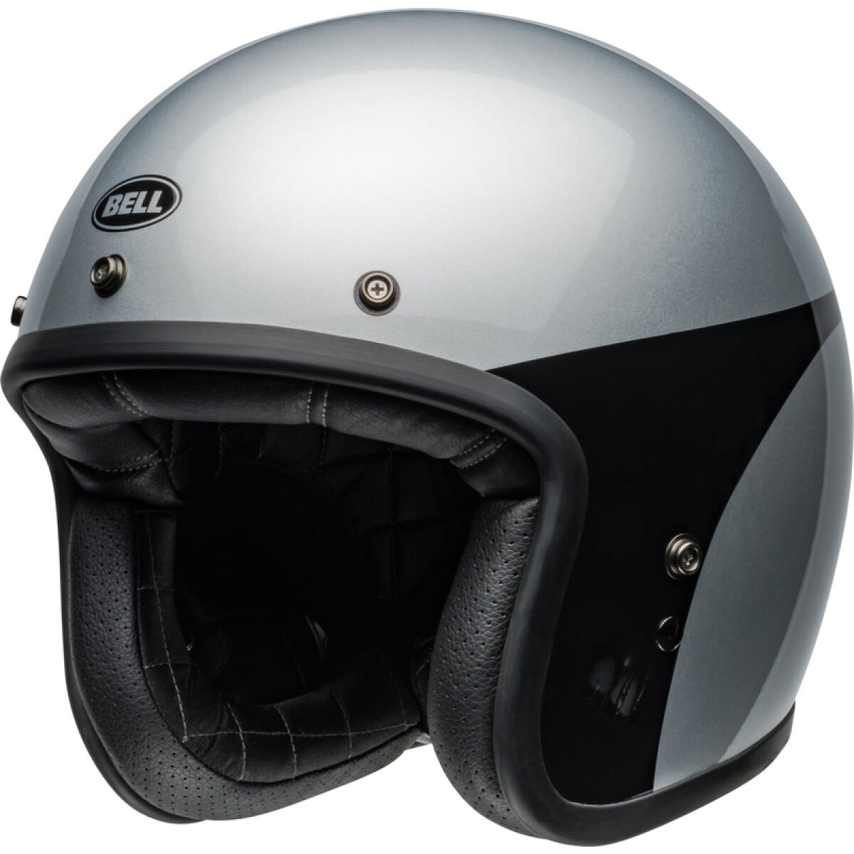 CASQUE BELL CUSTOM 500 CHASSIS ARGENT NOIR BRILLANT / L