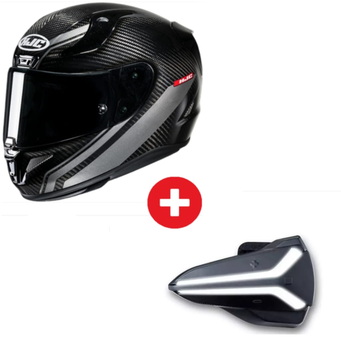 Casque HJC Rpha 11 Carbon Litt MC1 Noir Rouge + Intercom Smart HJC 20B