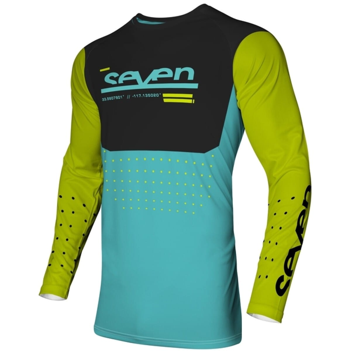 MAILLOT CROSS JUNIOR SEVEN VOX APERTURE JAUNE FLUO BLEU / M