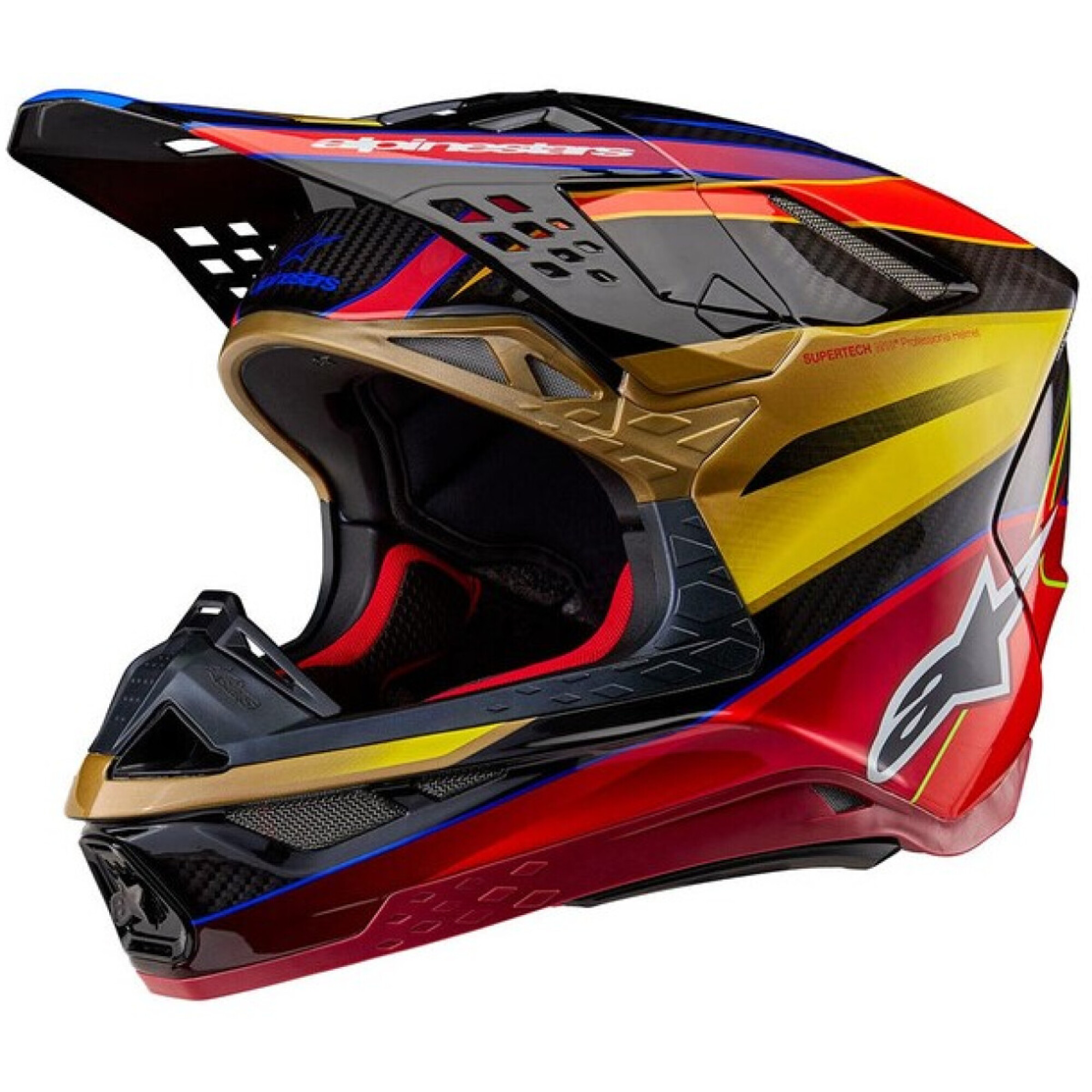 Casque Cross Alpinestars Supertech SM10 Era Or Jaune Rouge Brillant - 2XL