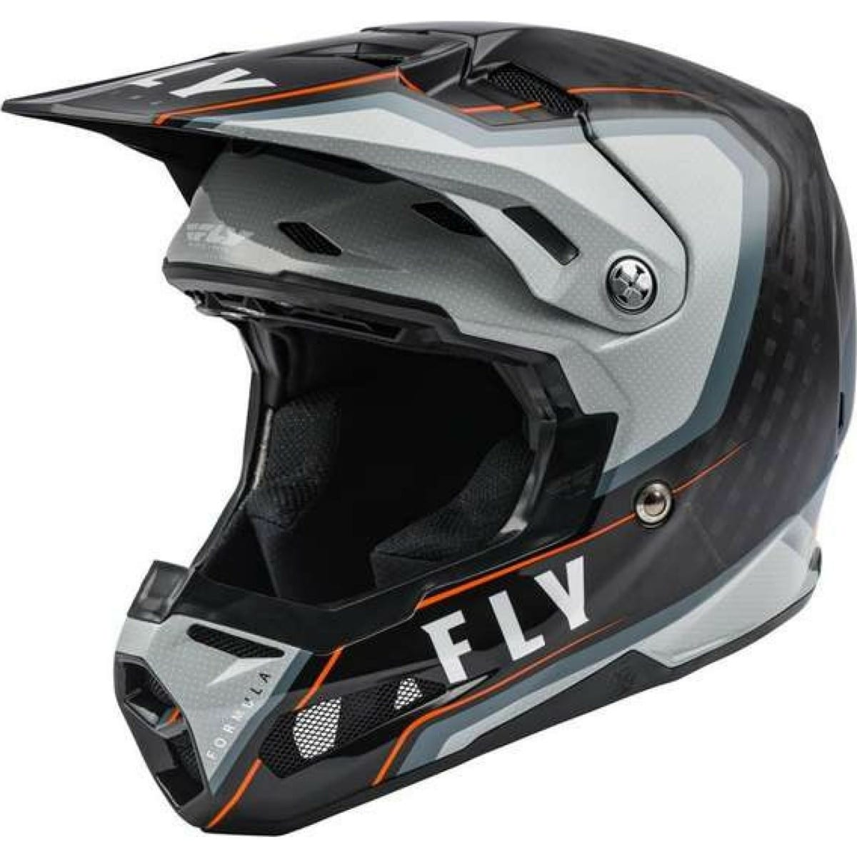CASQUE CROSS FLY RACING FORMULA CARBON AXON NOIR GRIS ORANGE / L